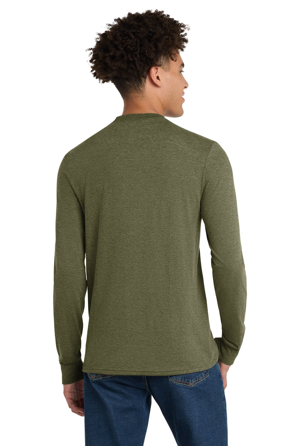 District Perfect Tri Long Sleeve Tee . DM132 - Military Green Frost - back