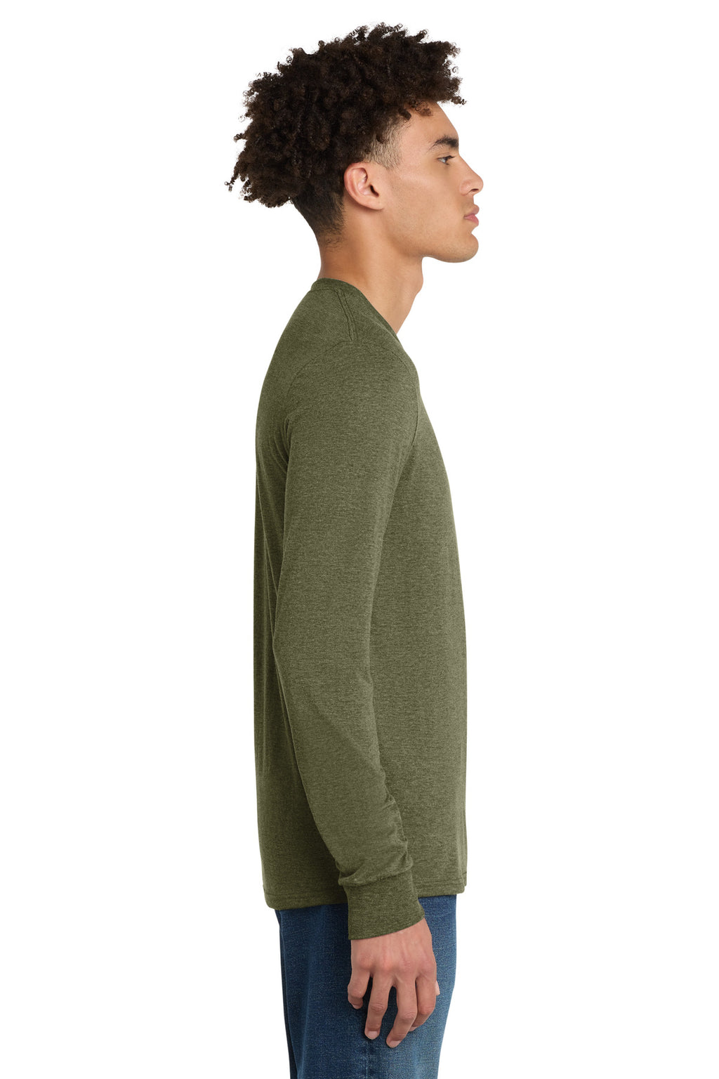 District Perfect Tri Long Sleeve Tee . DM132 - Military Green Frost - side