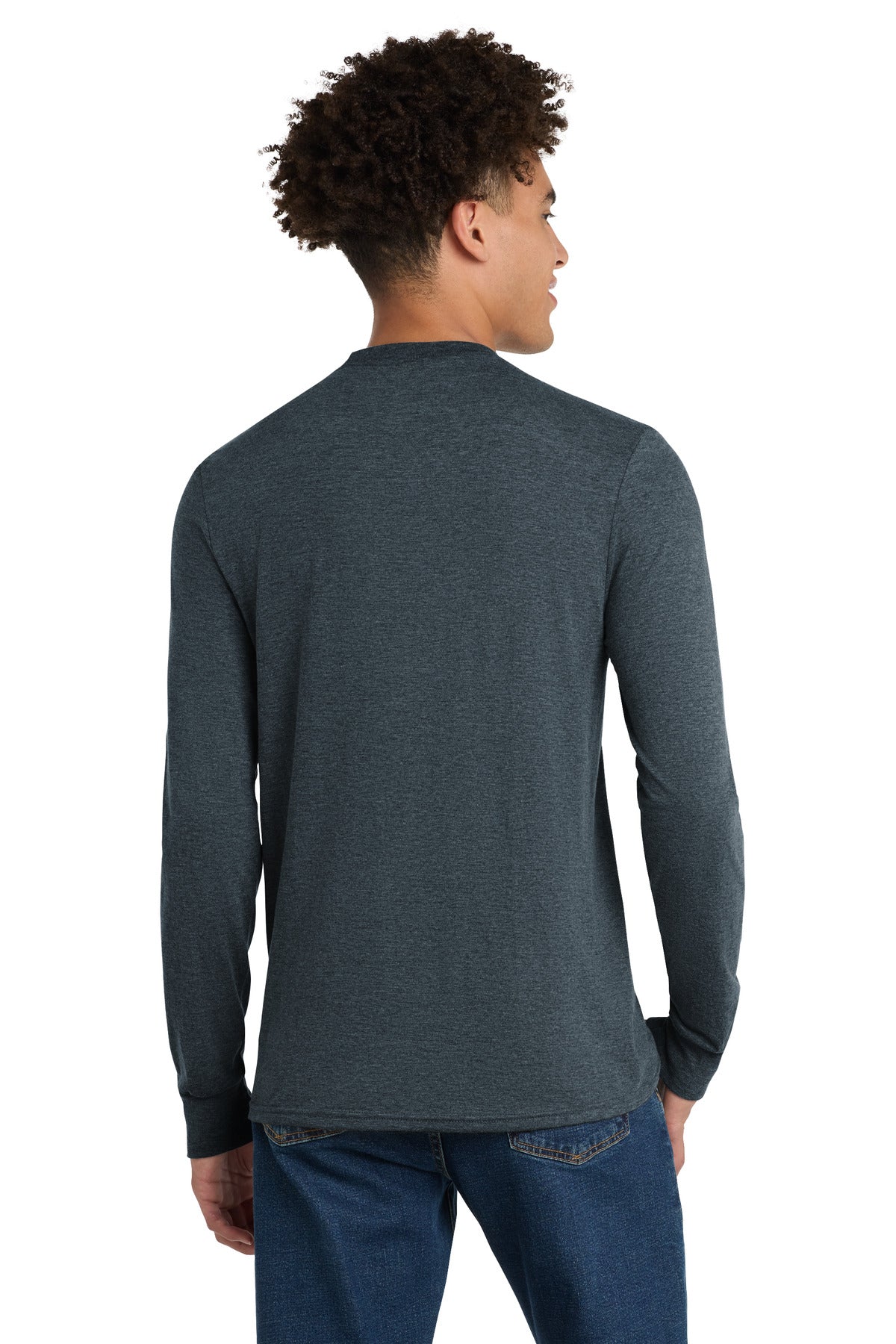 District Perfect Tri Long Sleeve Tee . DM132 - Navy Frost - back