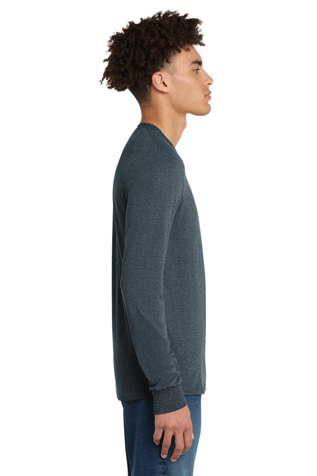 District Perfect Tri Long Sleeve Tee . DM132 - Navy Frost - side