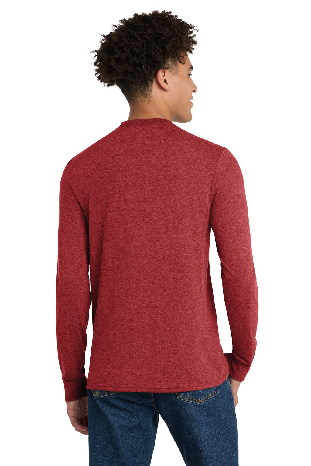 District Perfect Tri Long Sleeve Tee . DM132 - Red Frost - back
