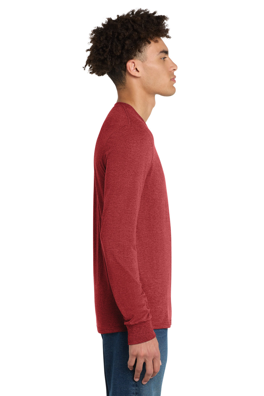 District Perfect Tri Long Sleeve Tee . DM132 - Red Frost - side