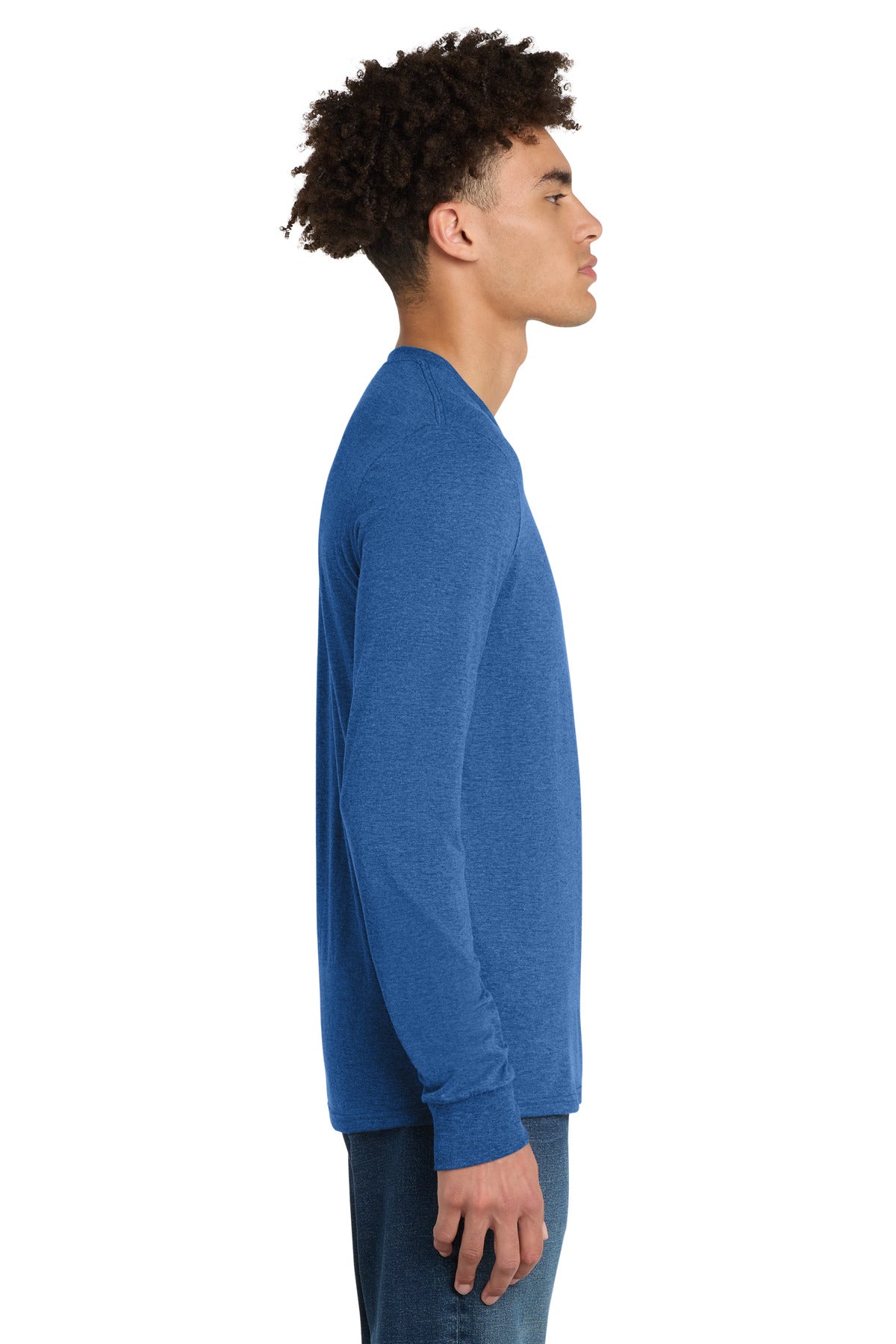 District Perfect Tri Long Sleeve Tee . DM132 - Royal Frost - side