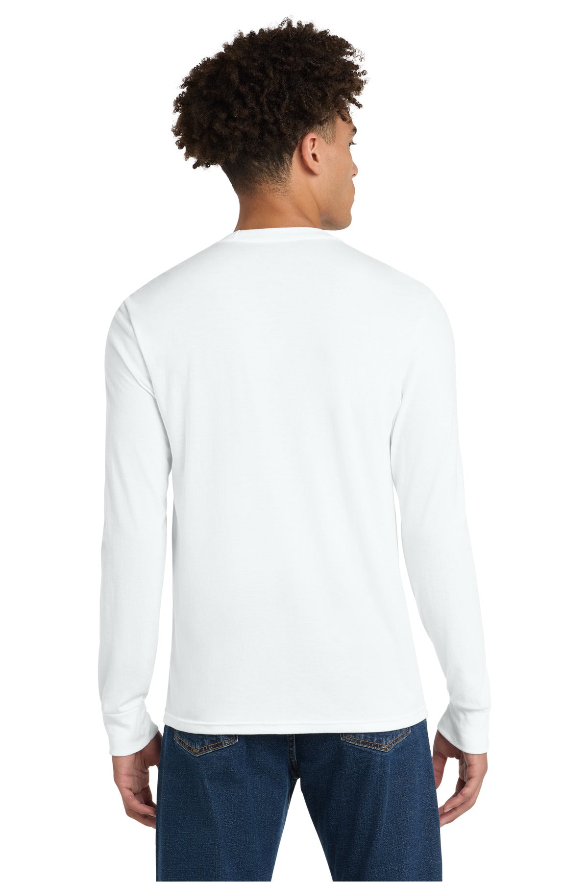 District Perfect Tri Long Sleeve Tee . DM132 - White - back
