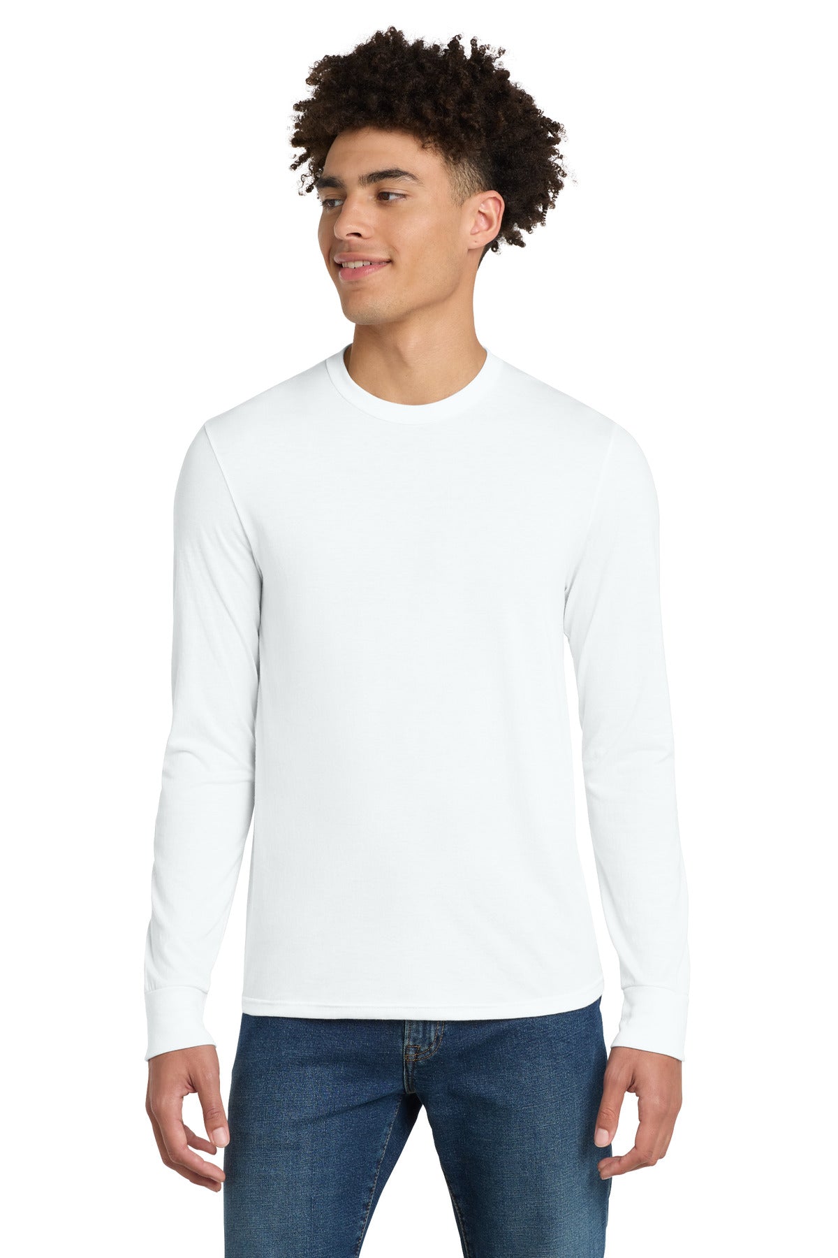 District Perfect Tri Long Sleeve Tee . DM132 - White - front