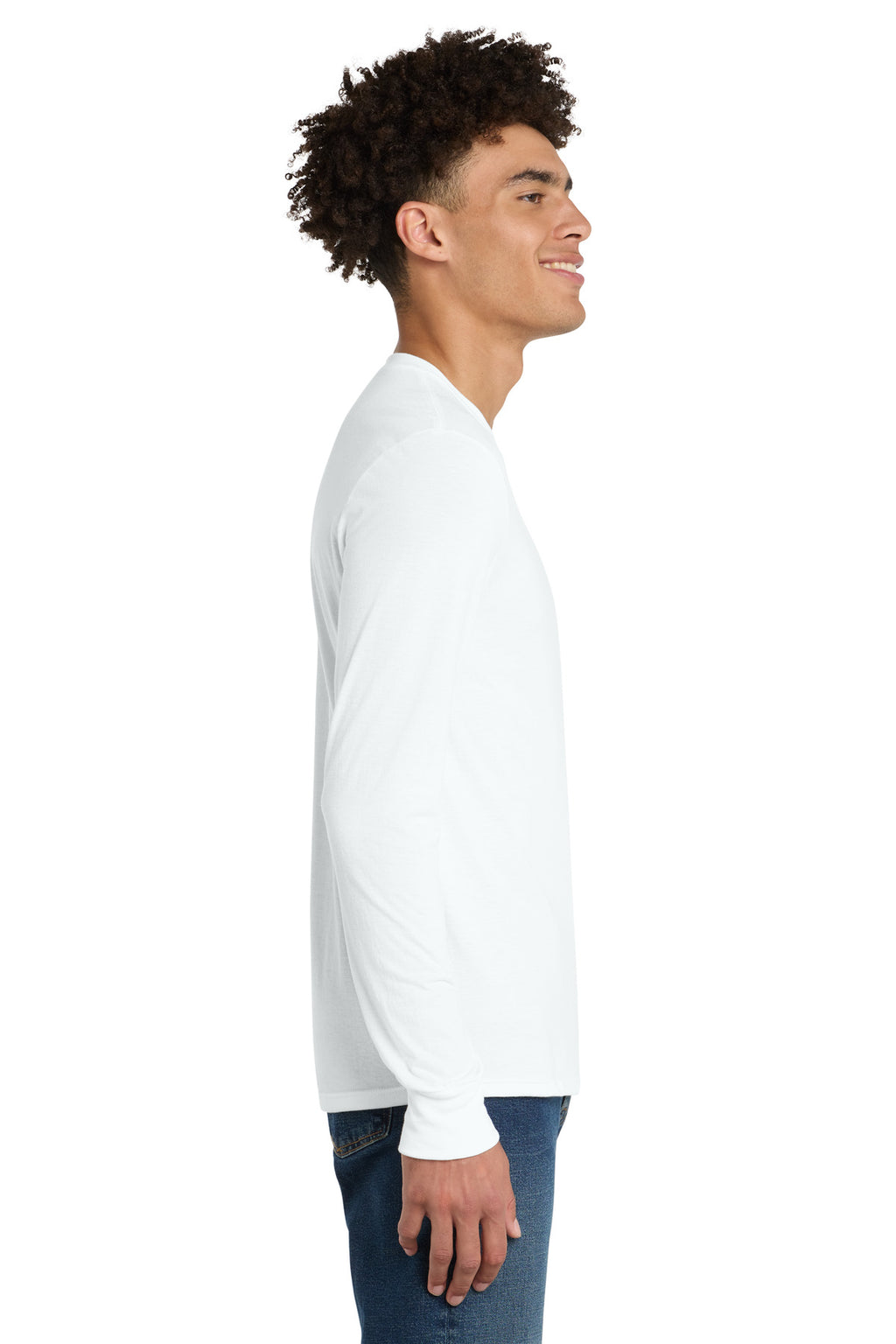 District Perfect Tri Long Sleeve Tee . DM132 - White - side