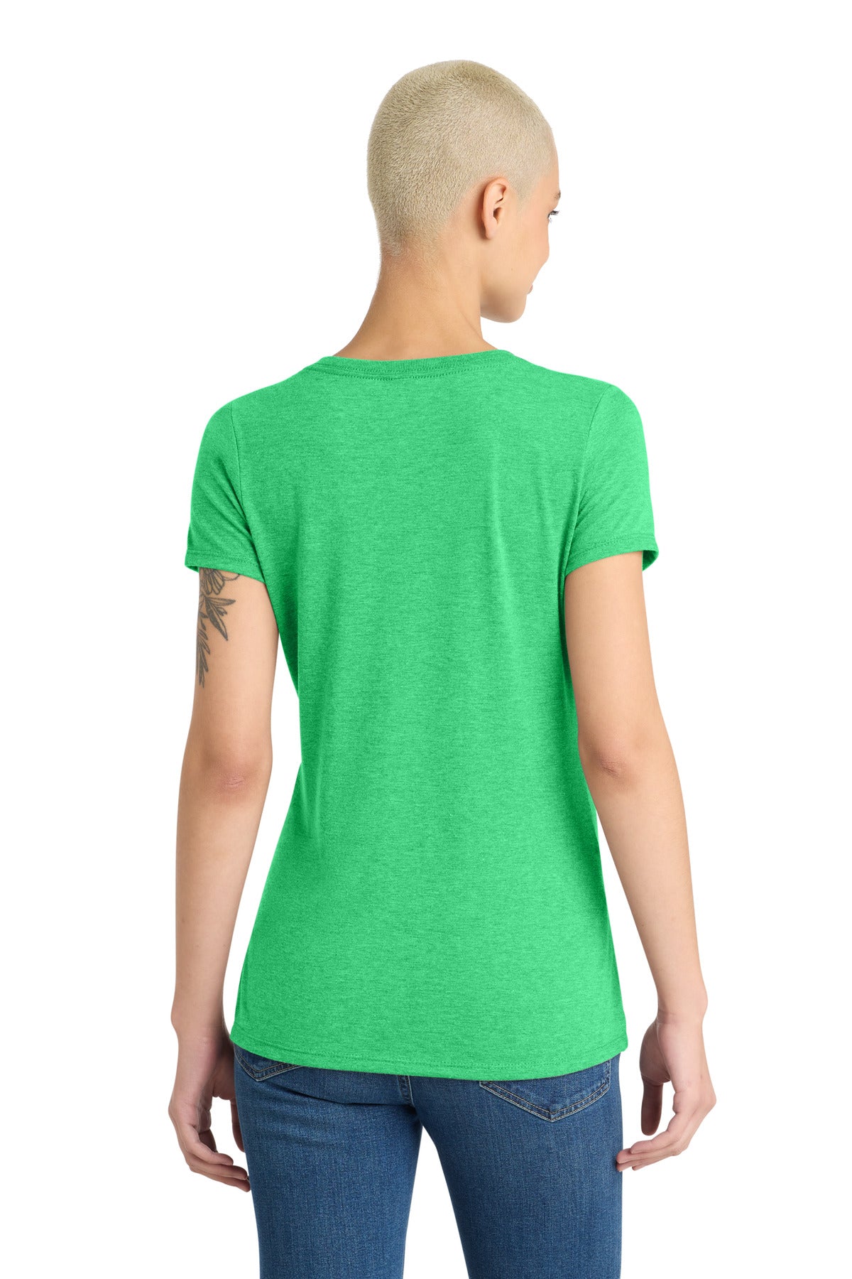 District Women's Perfect Tri V-Neck Tee. DM1350L - Green Frost - back