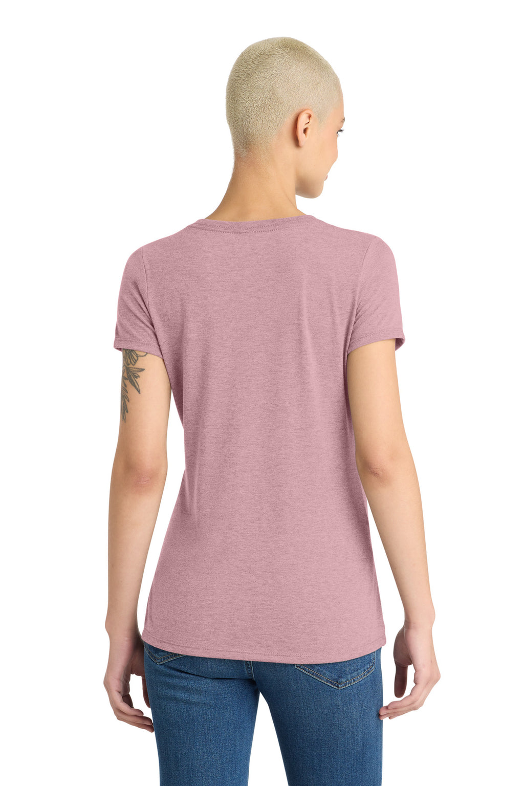 District Women's Perfect Tri V-Neck Tee. DM1350L - Heathered Lavender - back