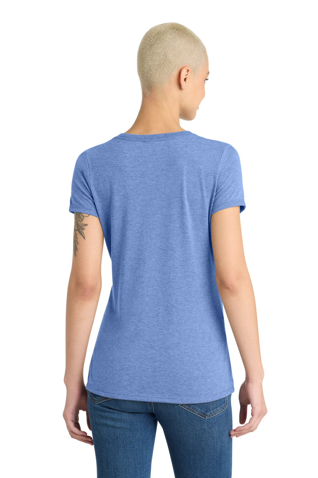 District Women's Perfect Tri V-Neck Tee. DM1350L - Maritime Frost - back
