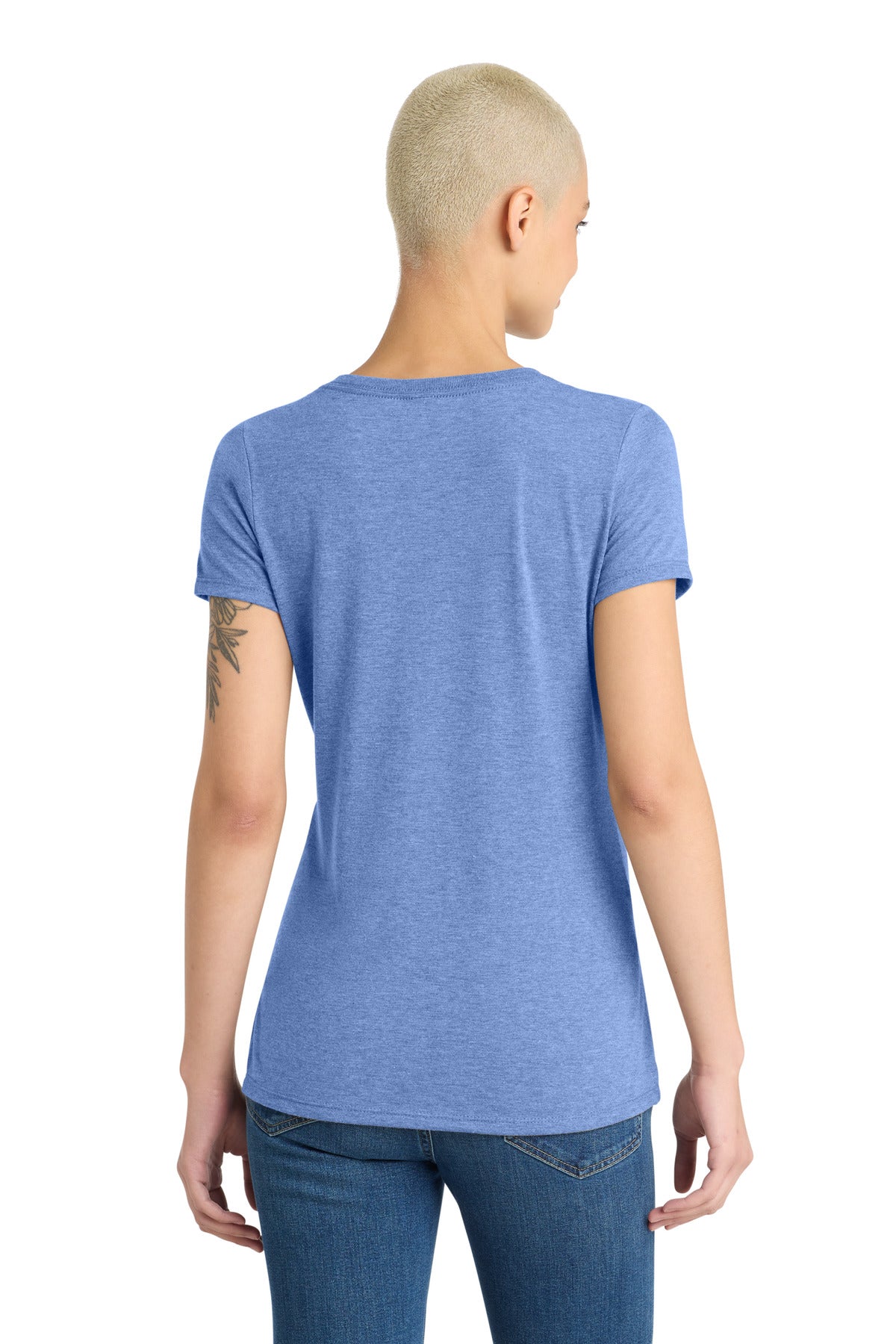 District Women's Perfect Tri V-Neck Tee. DM1350L - Maritime Frost - back