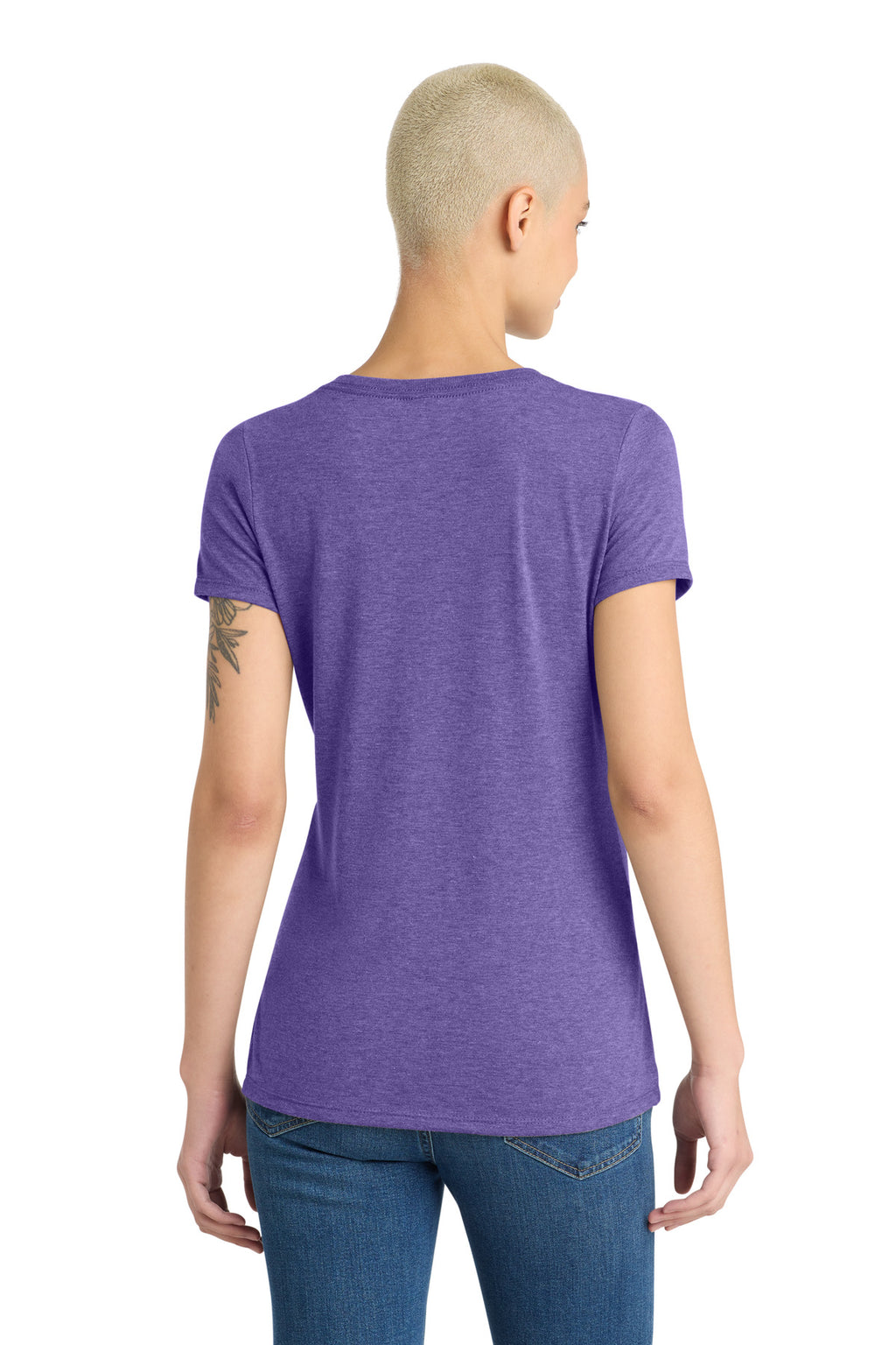 District Women's Perfect Tri V-Neck Tee. DM1350L - Purple Frost - back