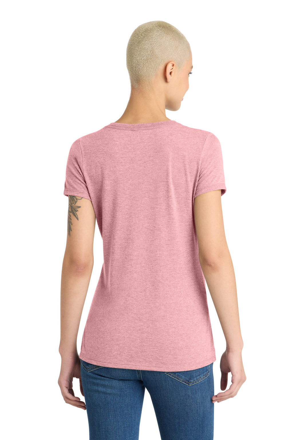 District Women's Perfect Tri V-Neck Tee. DM1350L - Wisteria Heather - back