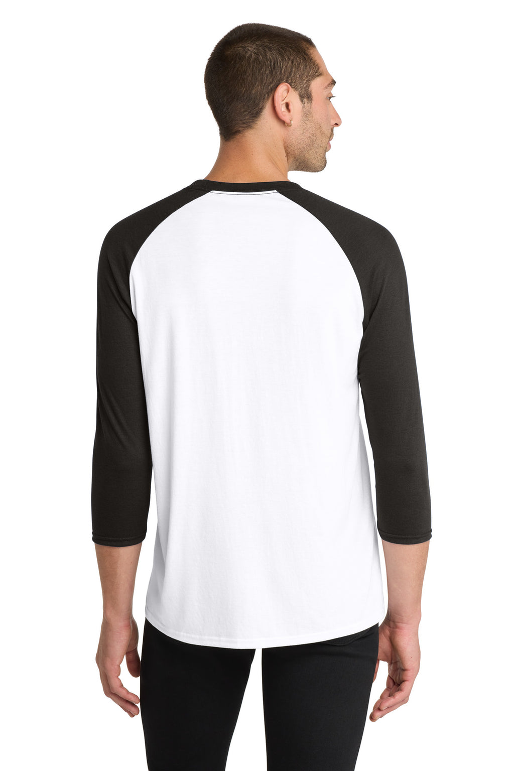 District Perfect Tri 3/4-Sleeve Raglan. DM136 - Black/ White - back