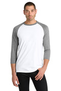 District Perfect Tri 3/4-Sleeve Raglan. DM136 - Grey Frost/ White - front