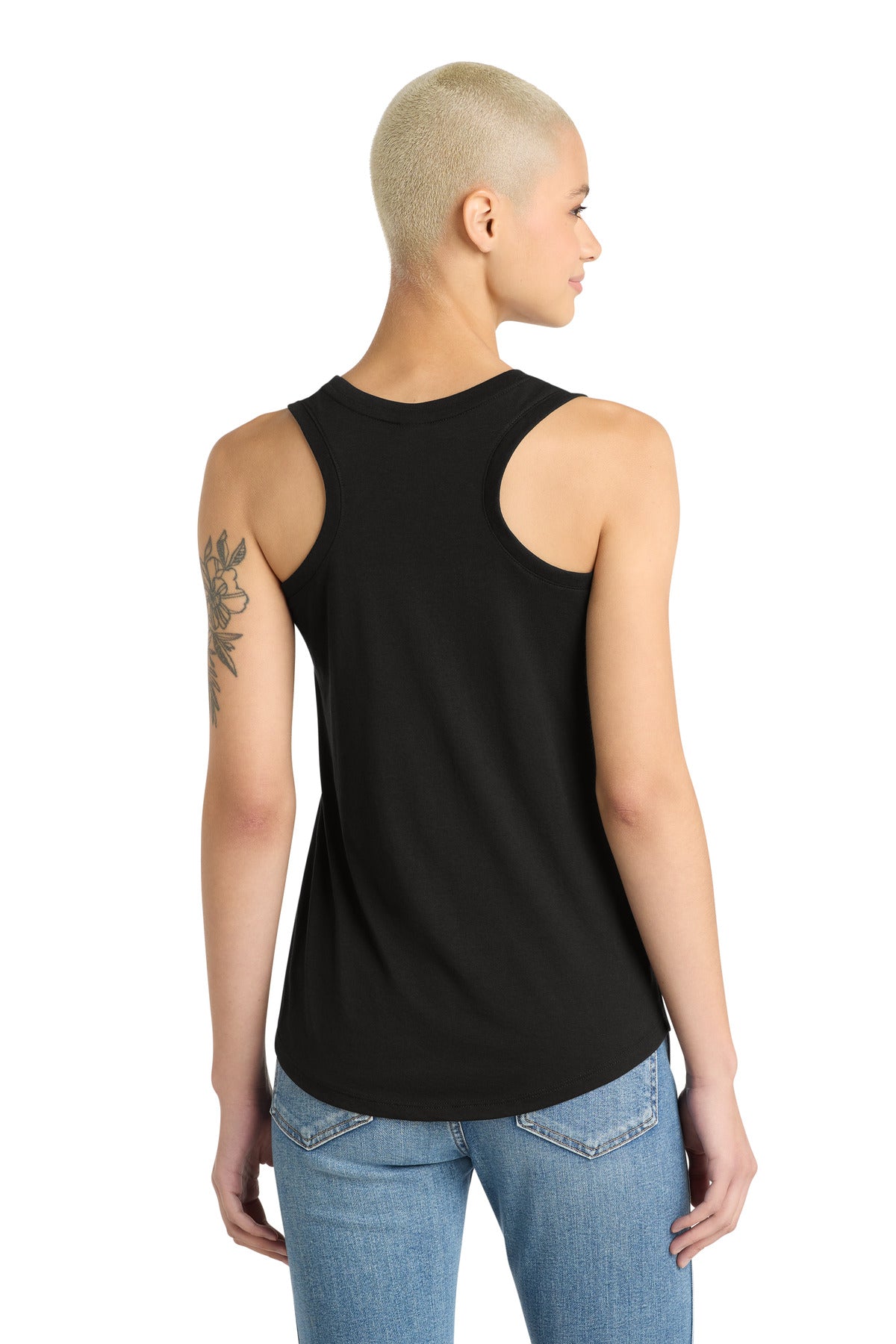 District Women's Perfect Tri Racerback Tank. DM138L - Black - back