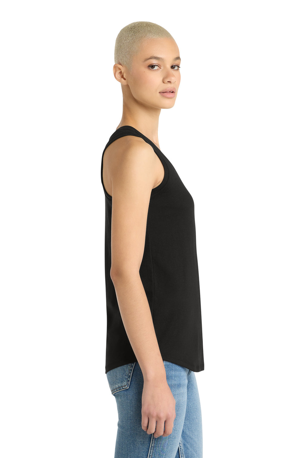 District Women's Perfect Tri Racerback Tank. DM138L - Black - side