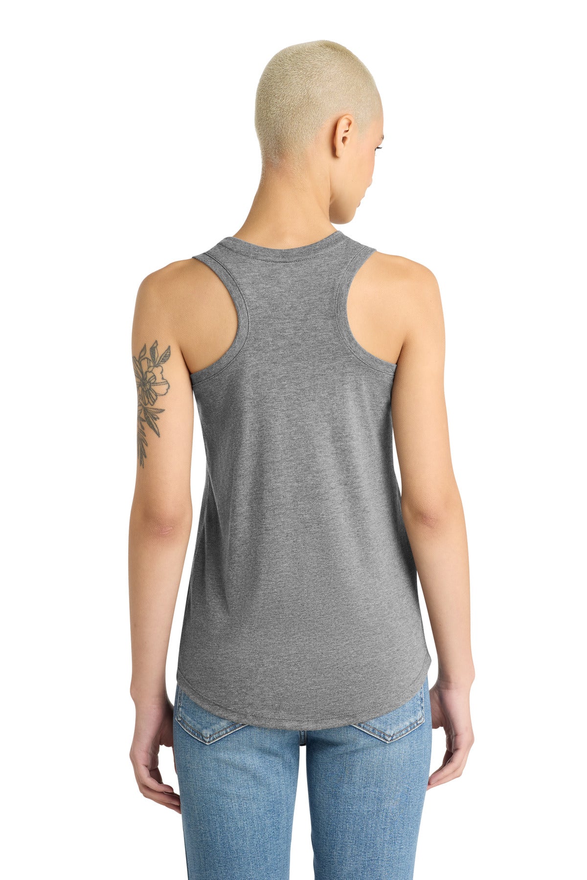District Women's Perfect Tri Racerback Tank. DM138L - Grey Frost - back