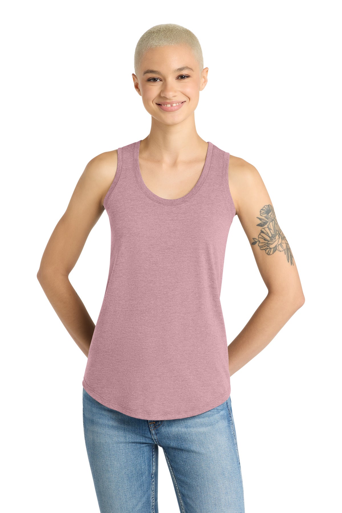 District Women's Perfect Tri Racerback Tank. DM138L - Heathered Lavender - front
