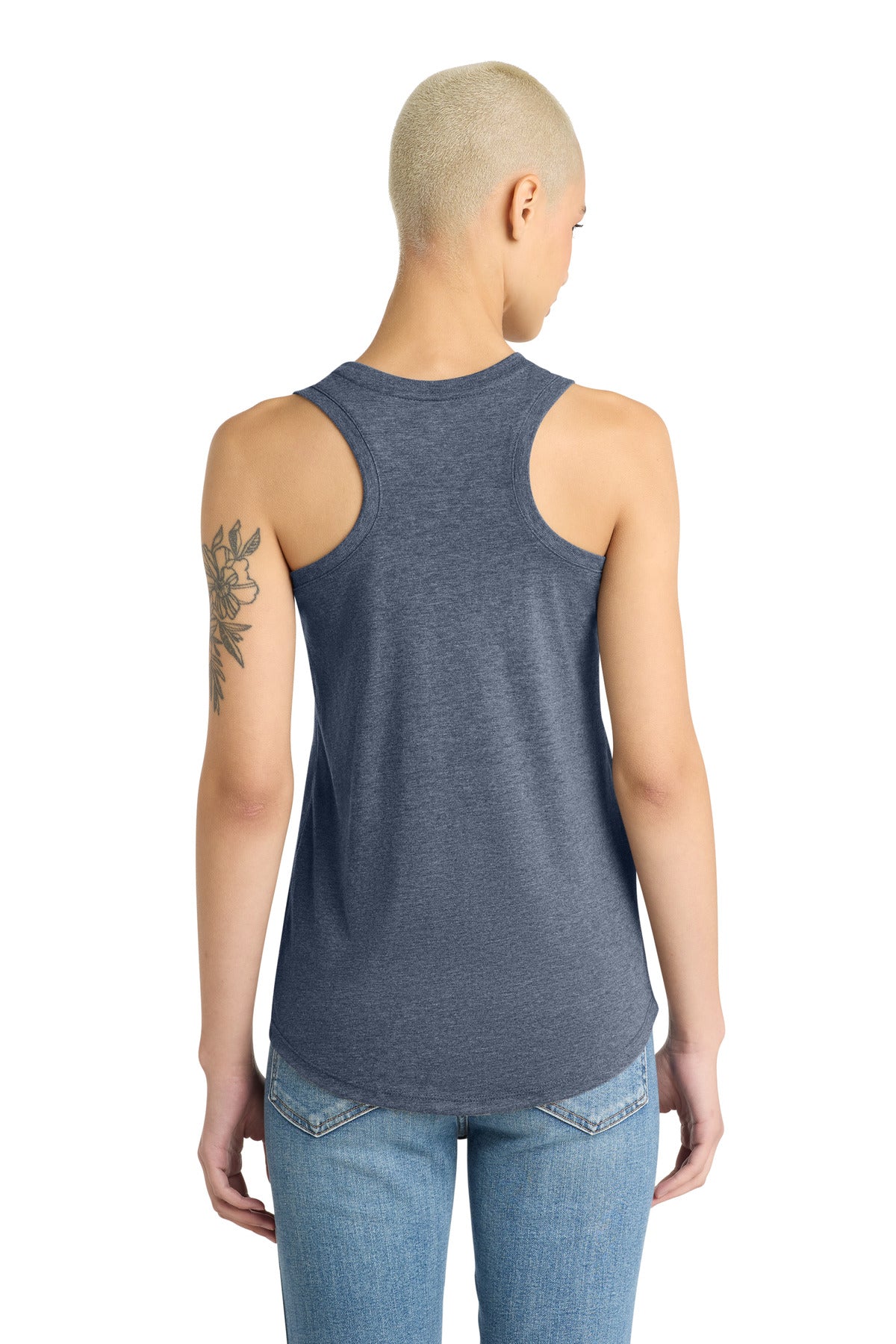 District Women's Perfect Tri Racerback Tank. DM138L - Navy Frost - back
