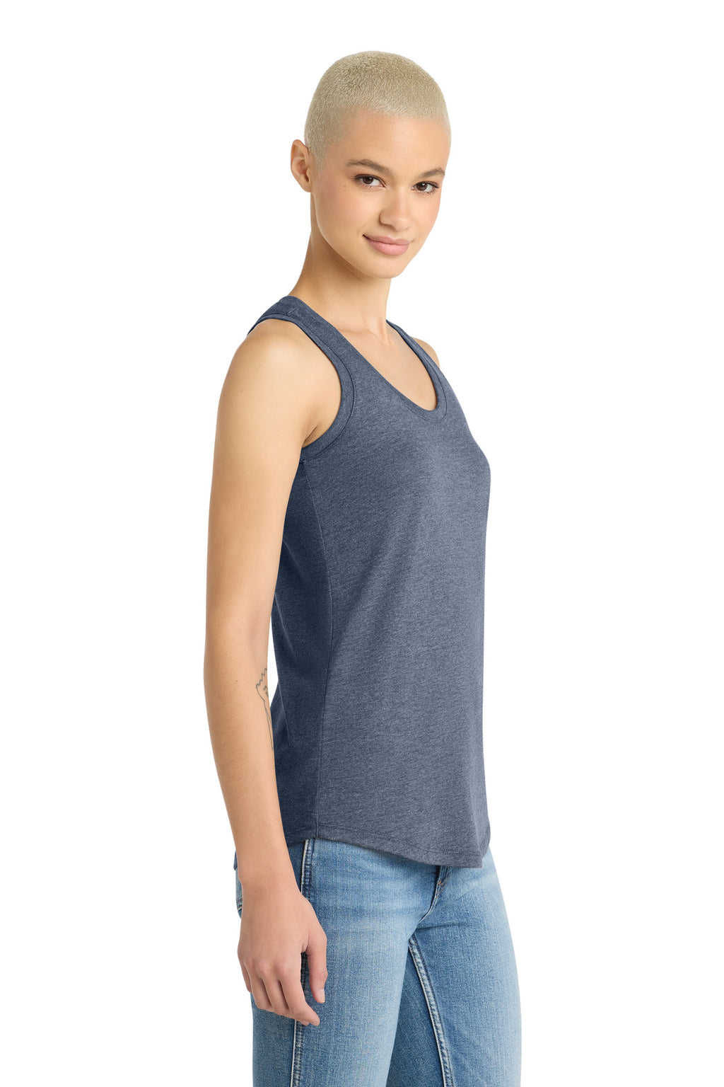 District Women's Perfect Tri Racerback Tank. DM138L - Navy Frost - side