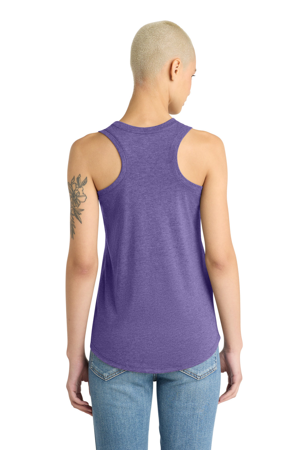 District Women's Perfect Tri Racerback Tank. DM138L - Purple Frost - back