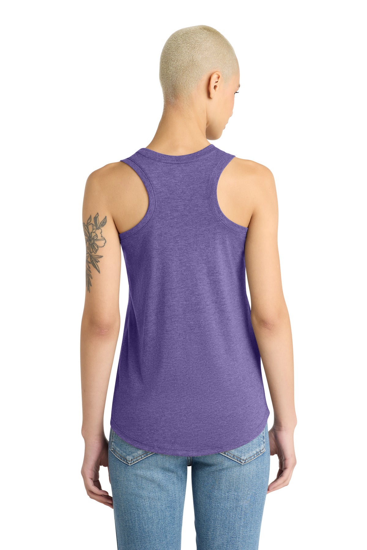 District Women's Perfect Tri Racerback Tank. DM138L - Purple Frost - back