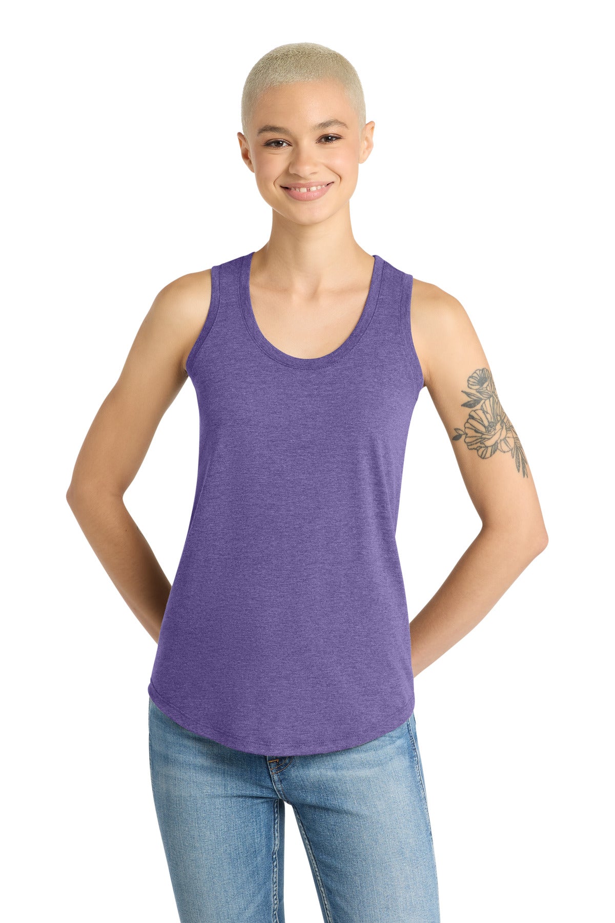 District Women's Perfect Tri Racerback Tank. DM138L - Purple Frost - front