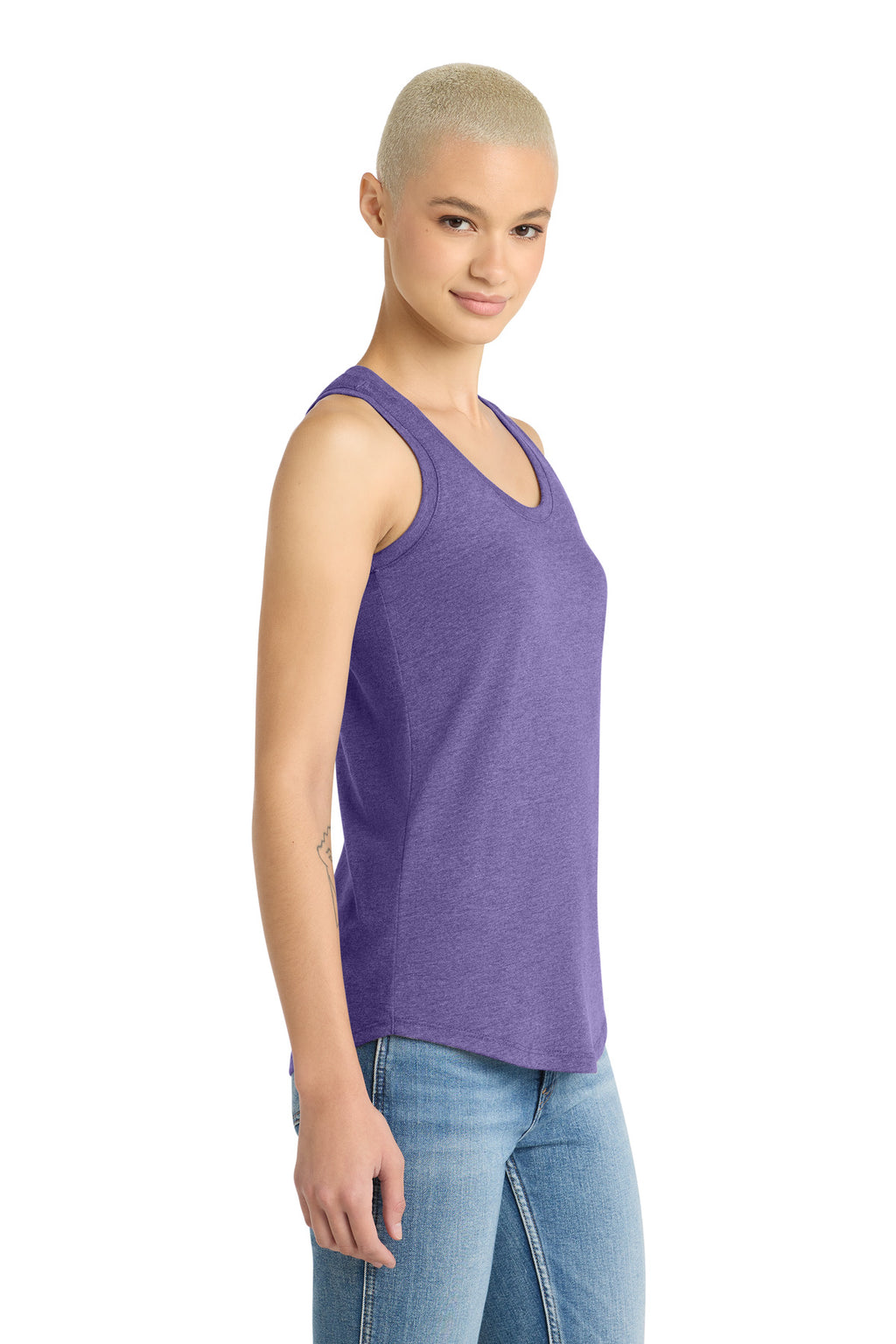 District Women's Perfect Tri Racerback Tank. DM138L - Purple Frost - side