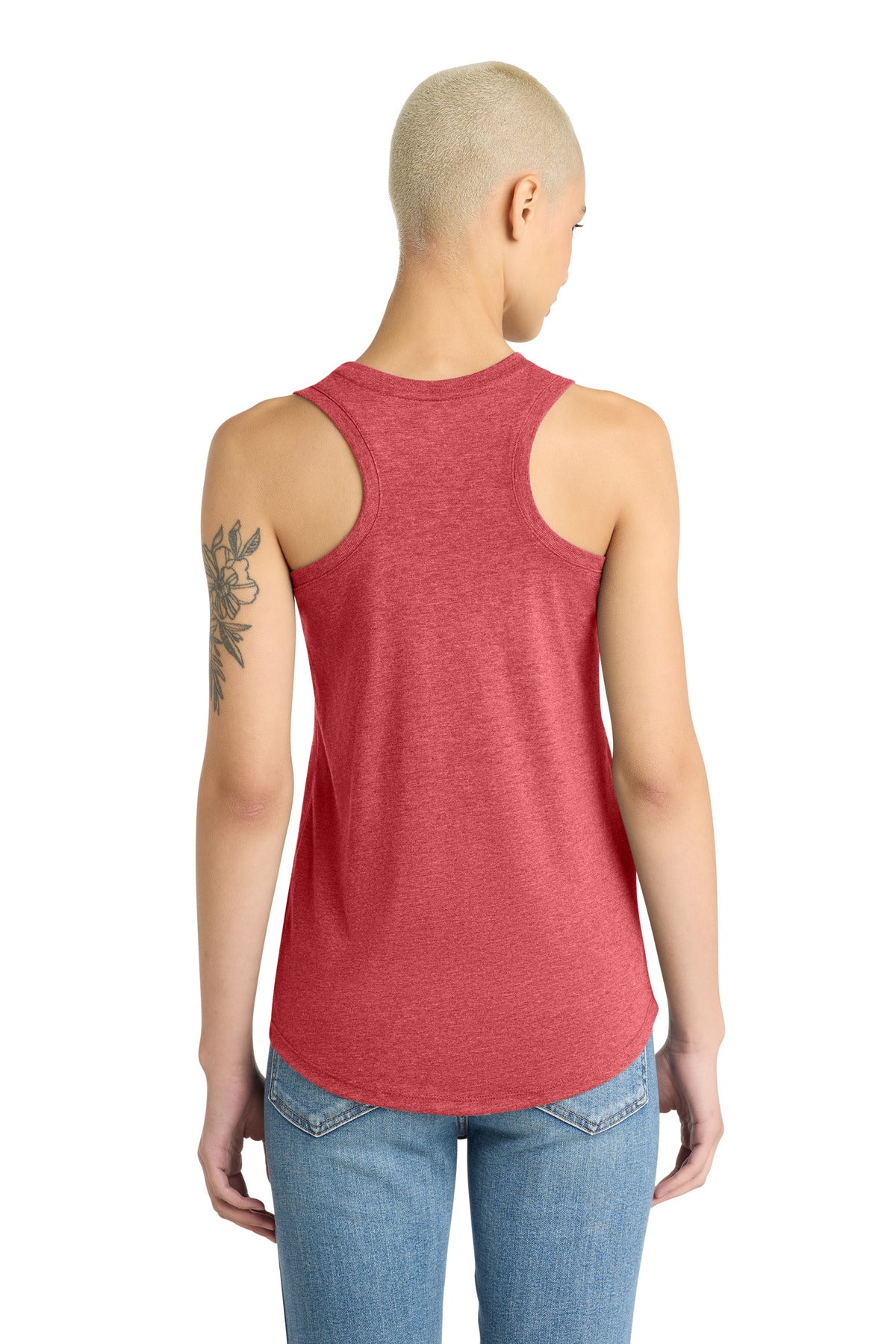 District Women's Perfect Tri Racerback Tank. DM138L - Red Frost - back