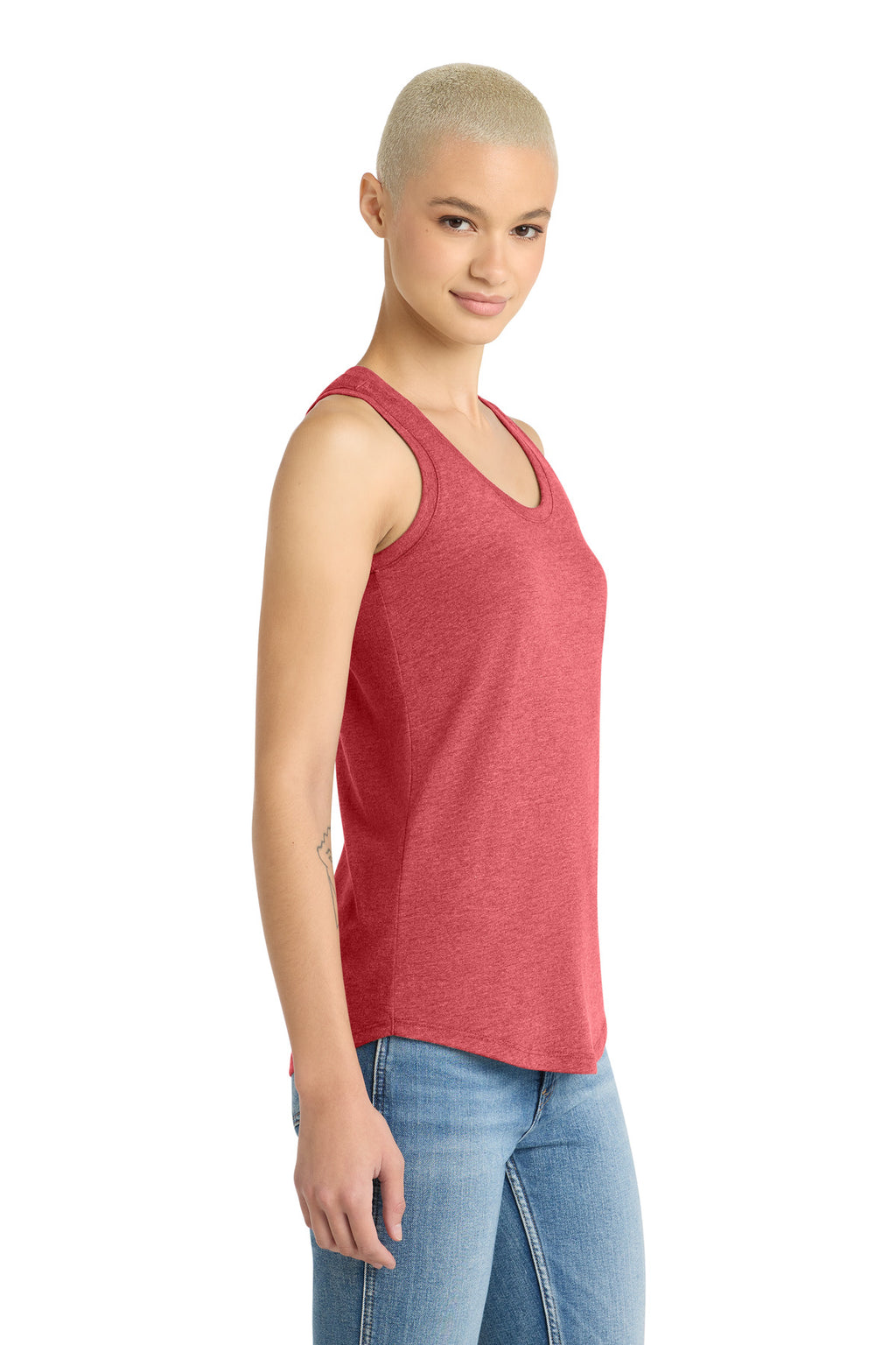 District Women's Perfect Tri Racerback Tank. DM138L - Red Frost - side