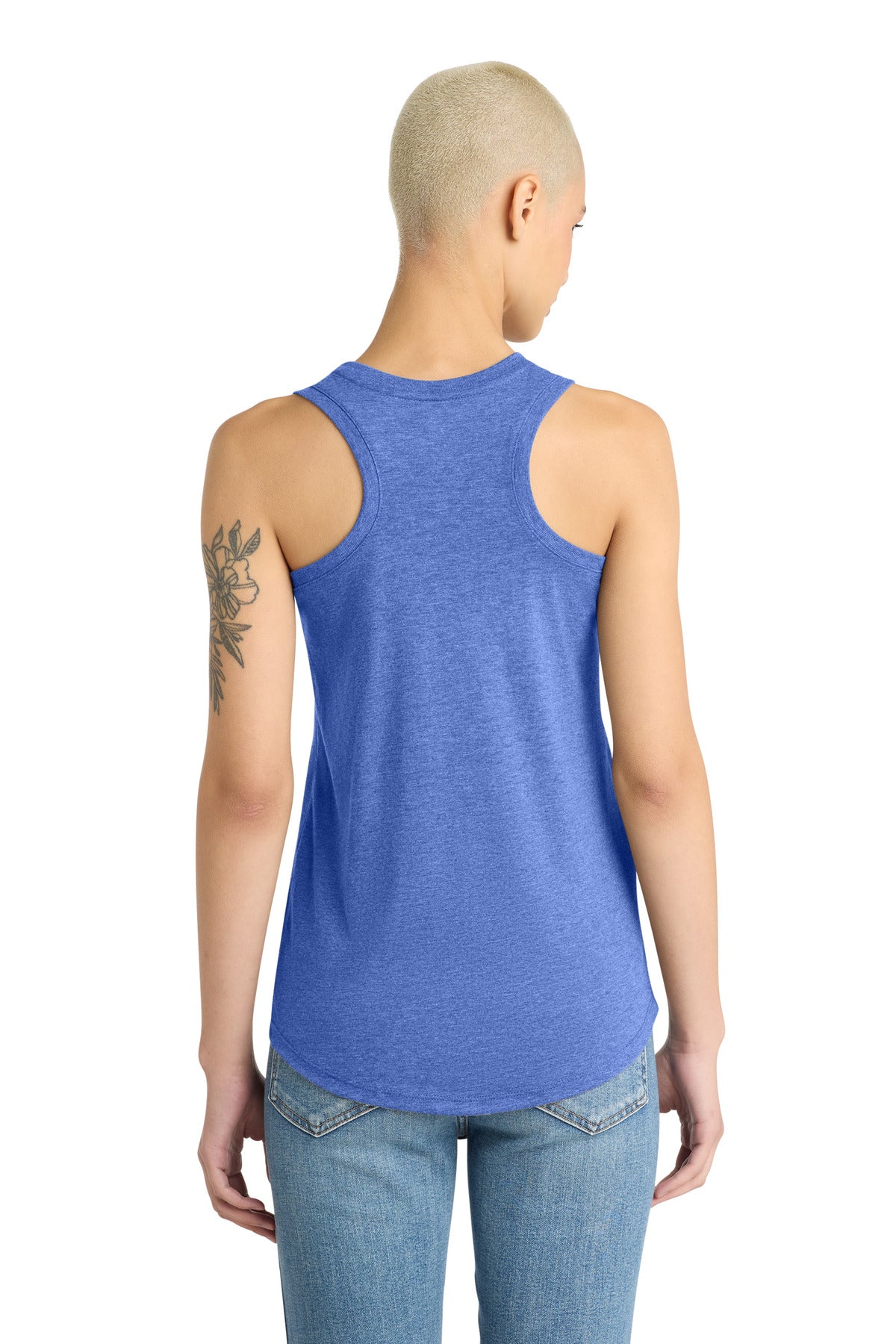 District Women's Perfect Tri Racerback Tank. DM138L - Royal Frost - back