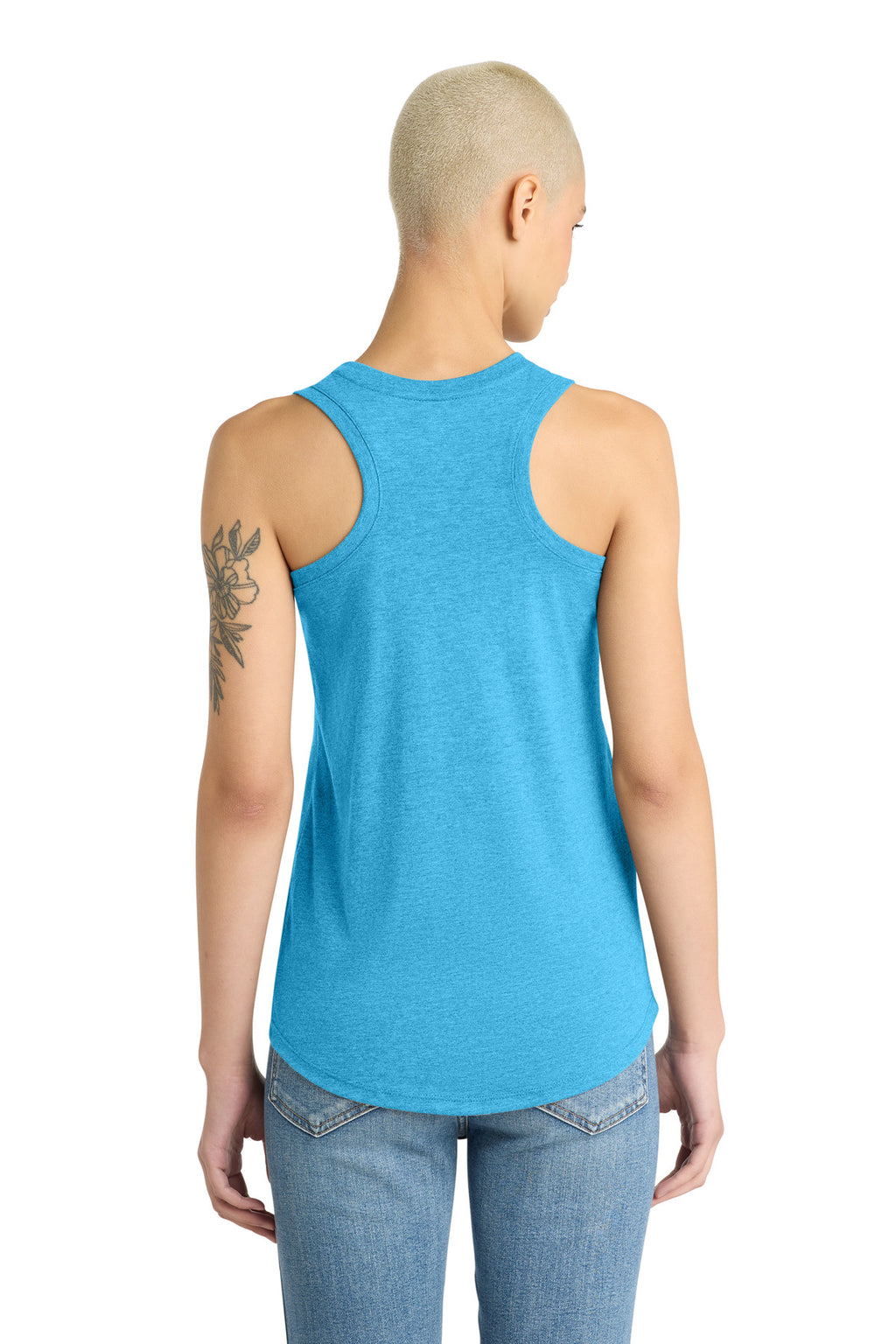 District Women's Perfect Tri Racerback Tank. DM138L - Turquoise Frost - back