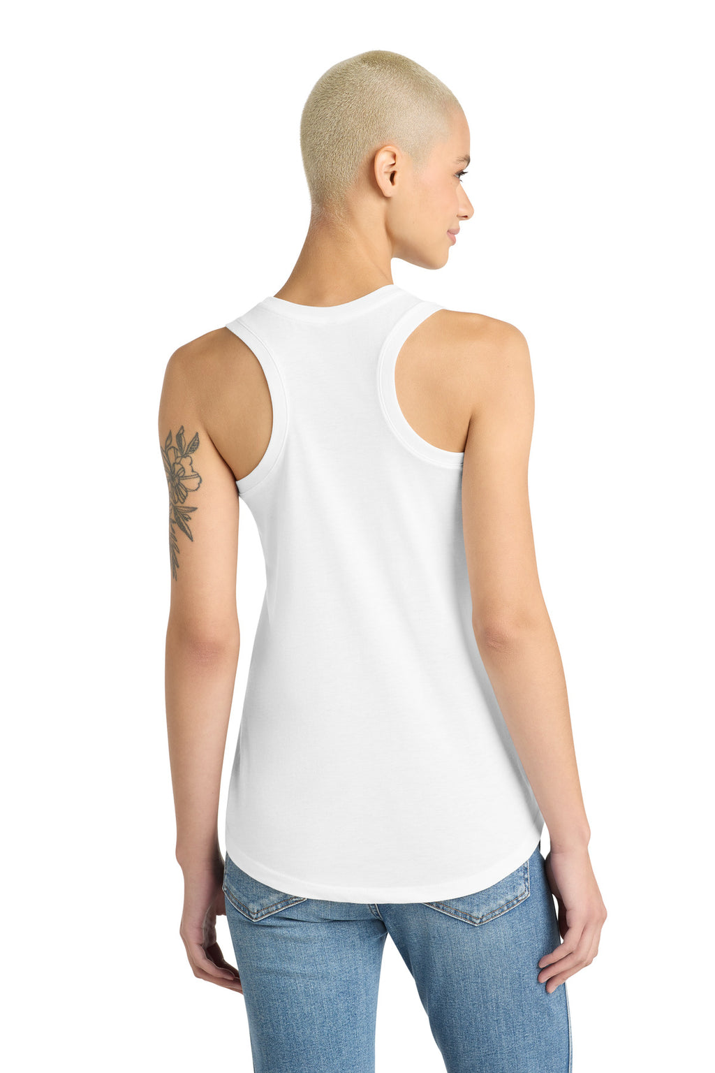 District Women's Perfect Tri Racerback Tank. DM138L - White - back