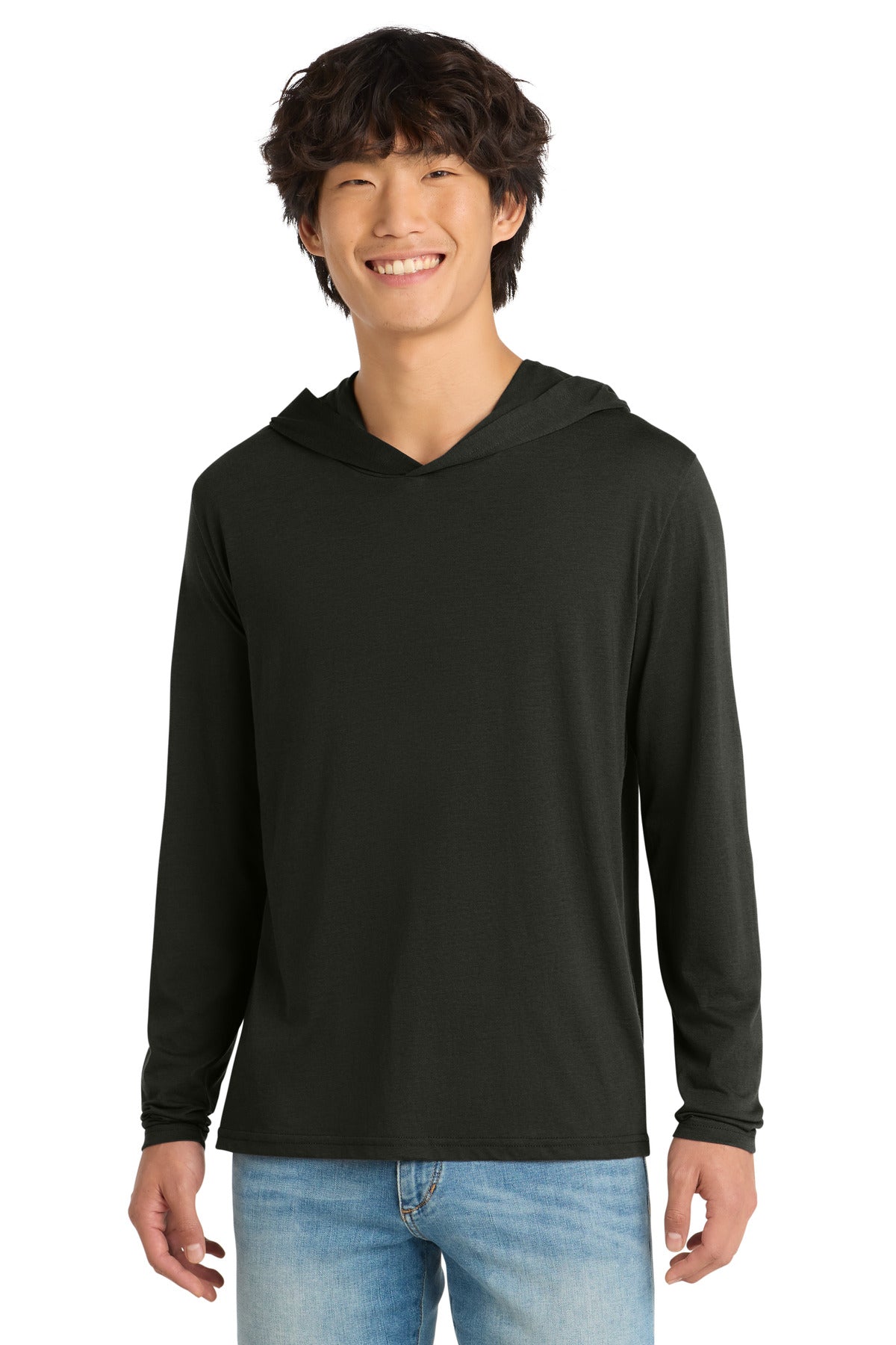 District Perfect Tri Long Sleeve Hoodie. DM139 - Black - front