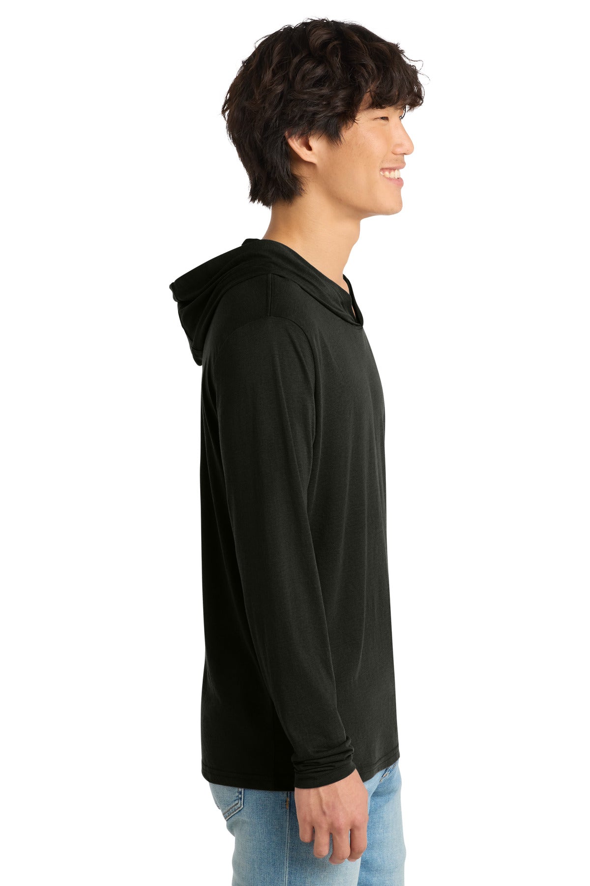 District Perfect Tri Long Sleeve Hoodie. DM139 - Black - side