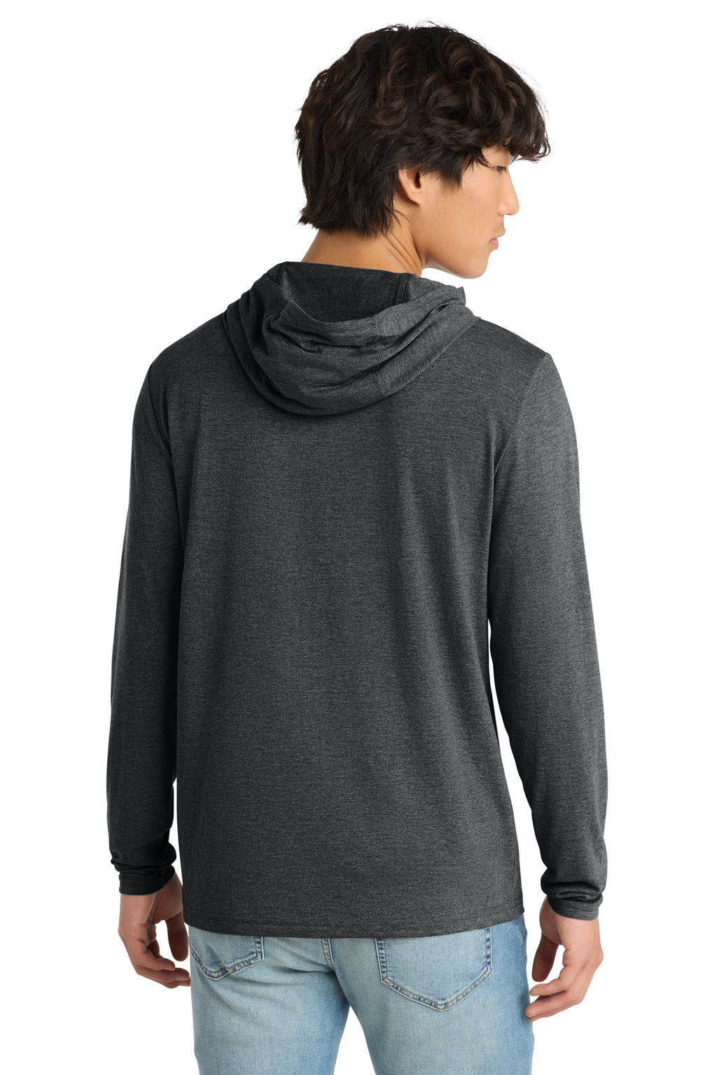 District Perfect Tri Long Sleeve Hoodie. DM139 - Black Frost - back