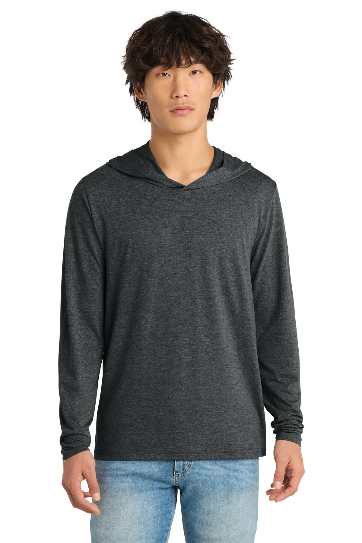 District Perfect Tri Long Sleeve Hoodie. DM139 - Black Frost - front