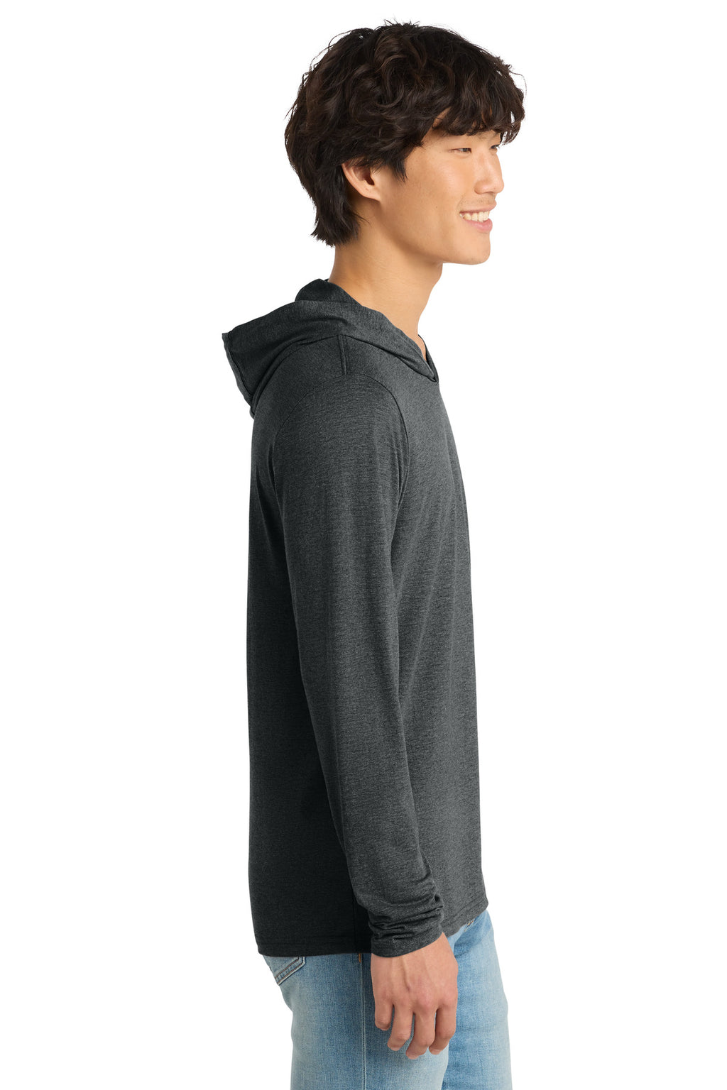 District Perfect Tri Long Sleeve Hoodie. DM139 - Black Frost - side