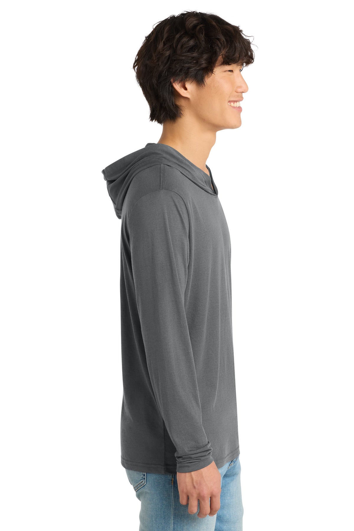 District Perfect Tri Long Sleeve Hoodie. DM139 - Charcoal - side