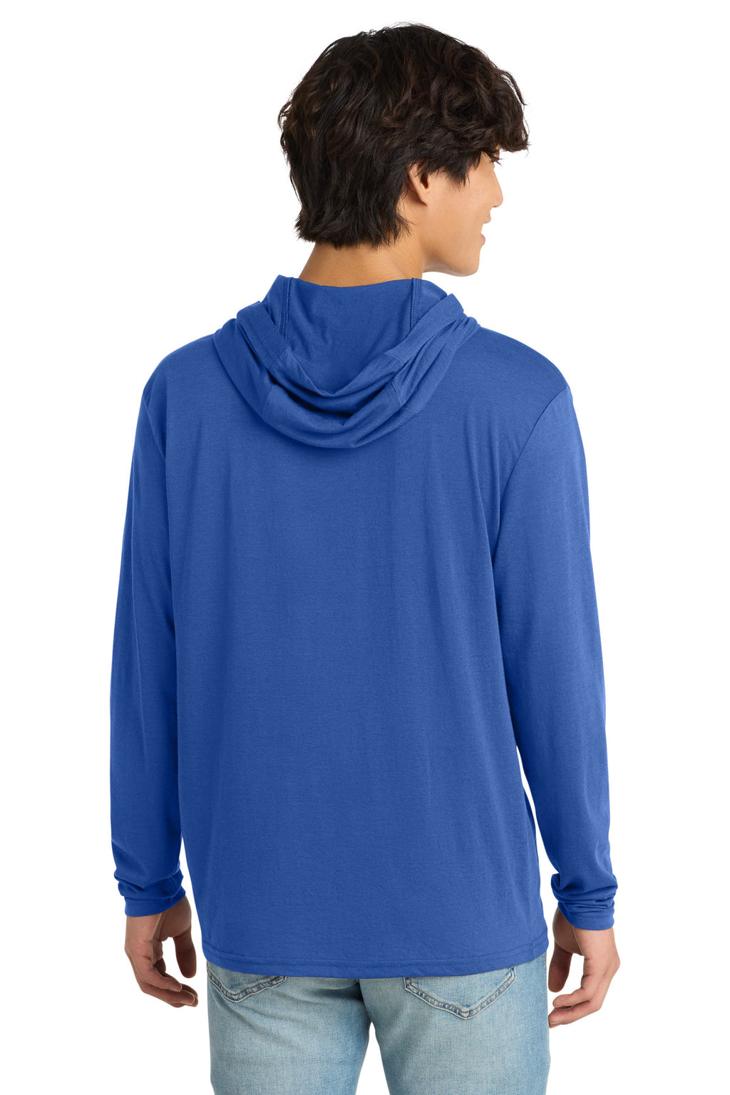District Perfect Tri Long Sleeve Hoodie. DM139 - Deep Royal - back