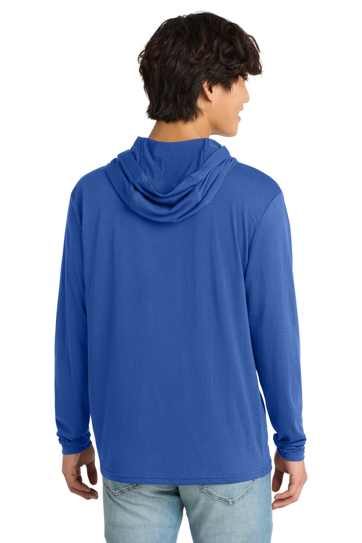 District Perfect Tri Long Sleeve Hoodie. DM139 - Deep Royal - back
