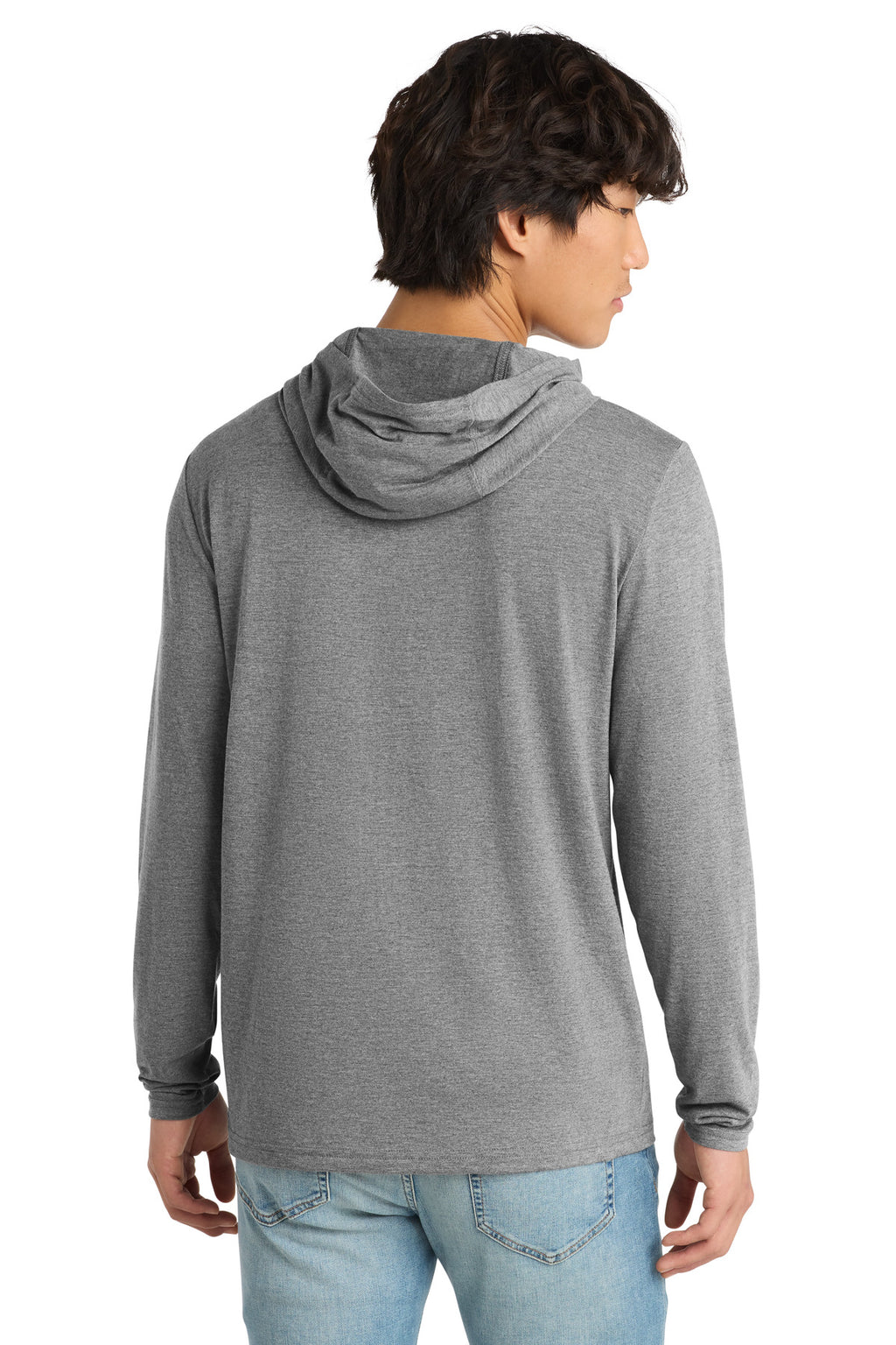 District Perfect Tri Long Sleeve Hoodie. DM139 - Grey Frost - back