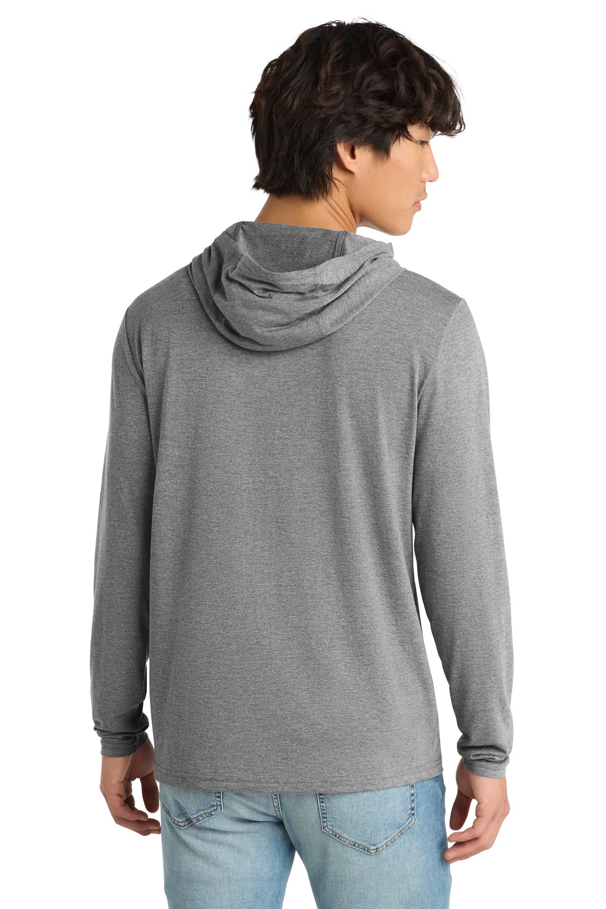District Perfect Tri Long Sleeve Hoodie. DM139 - Grey Frost - back