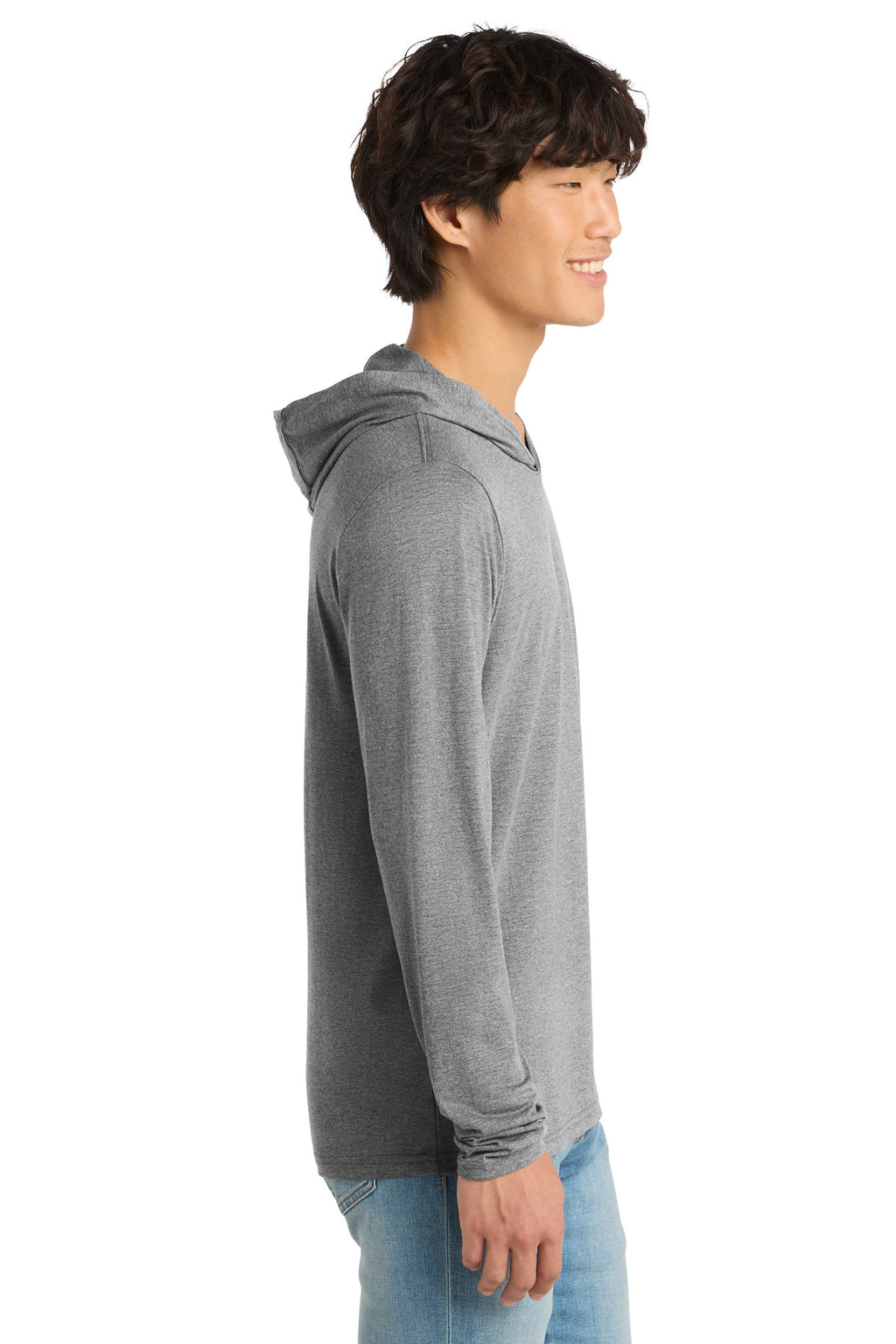 District Perfect Tri Long Sleeve Hoodie. DM139 - Grey Frost - side