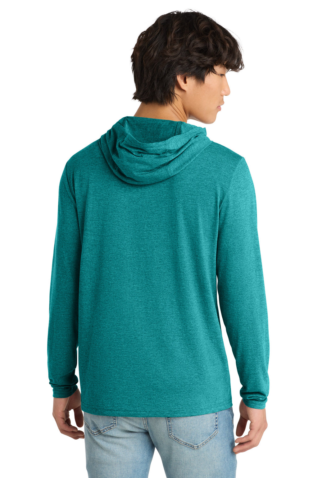 District Perfect Tri Long Sleeve Hoodie. DM139 - Heathered Teal - back