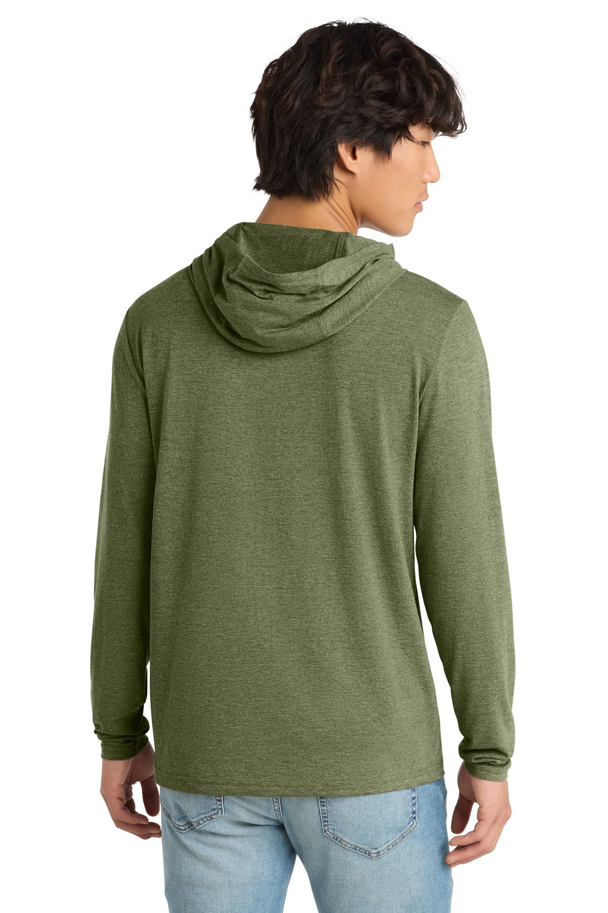 District Perfect Tri Long Sleeve Hoodie. DM139 - Military Green Frost - back