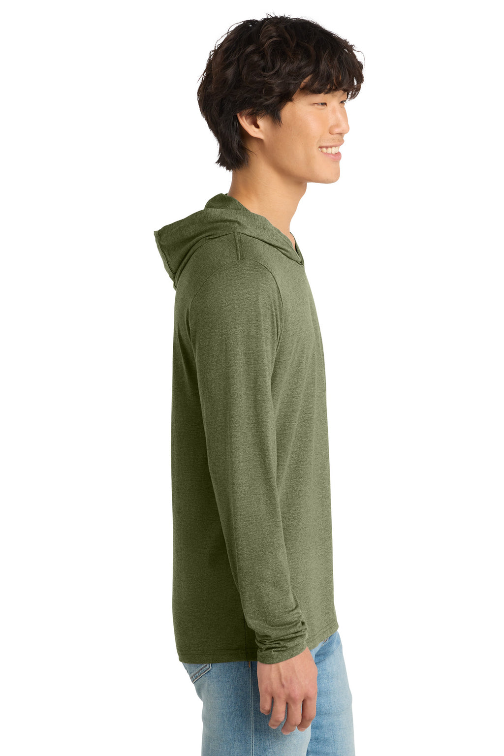 District Perfect Tri Long Sleeve Hoodie. DM139 - Military Green Frost - side