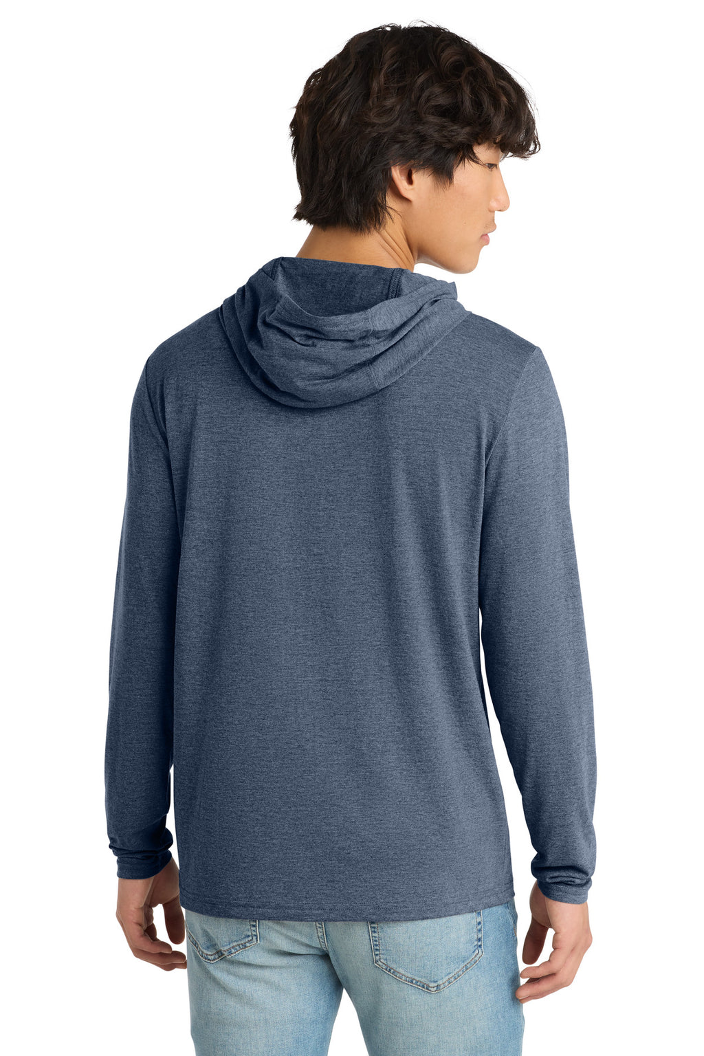 District Perfect Tri Long Sleeve Hoodie. DM139 - Navy Frost - back