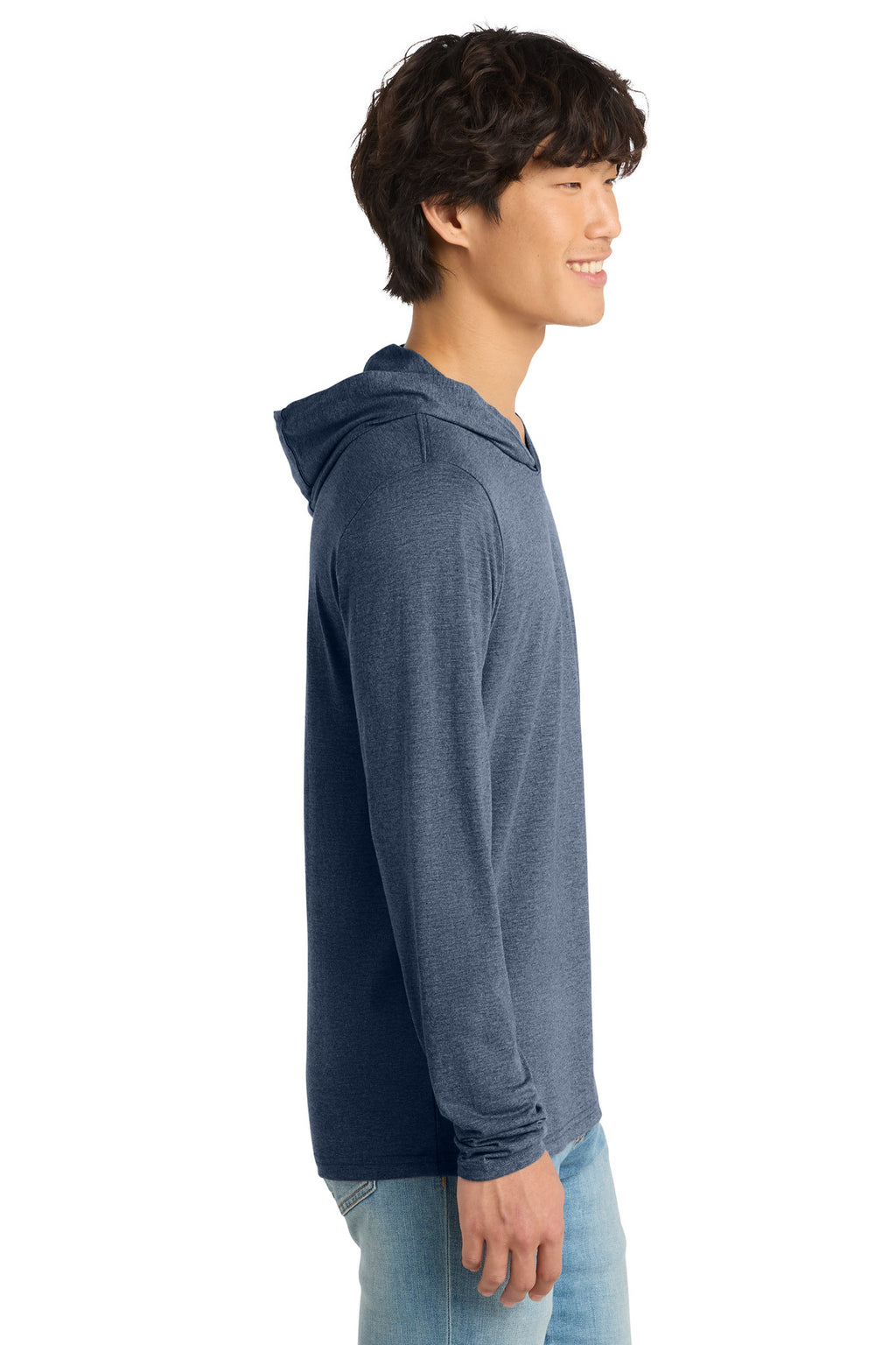 District Perfect Tri Long Sleeve Hoodie. DM139 - Navy Frost - side