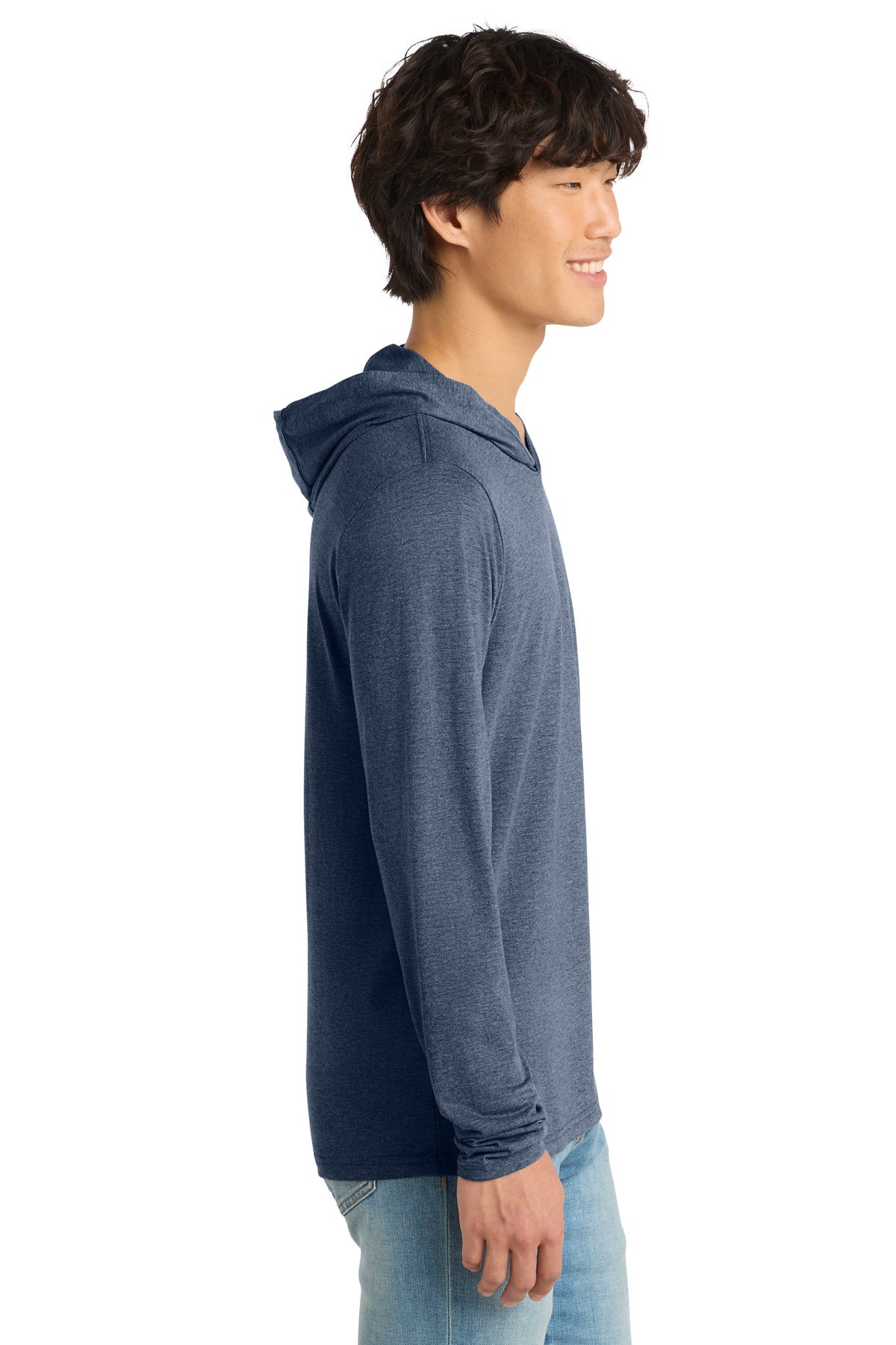 District Perfect Tri Long Sleeve Hoodie. DM139 - Navy Frost - side